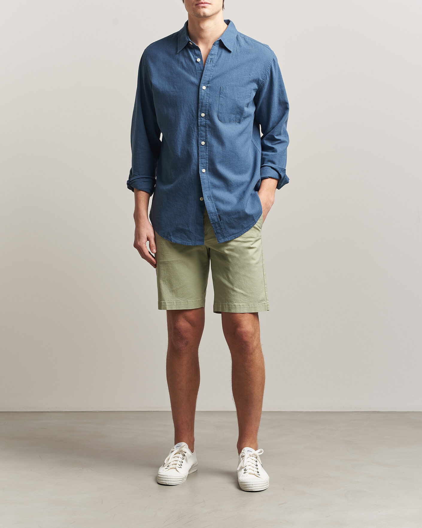 Men | Shorts | Dockers | Slim Cotton/Linen Shorts Tea