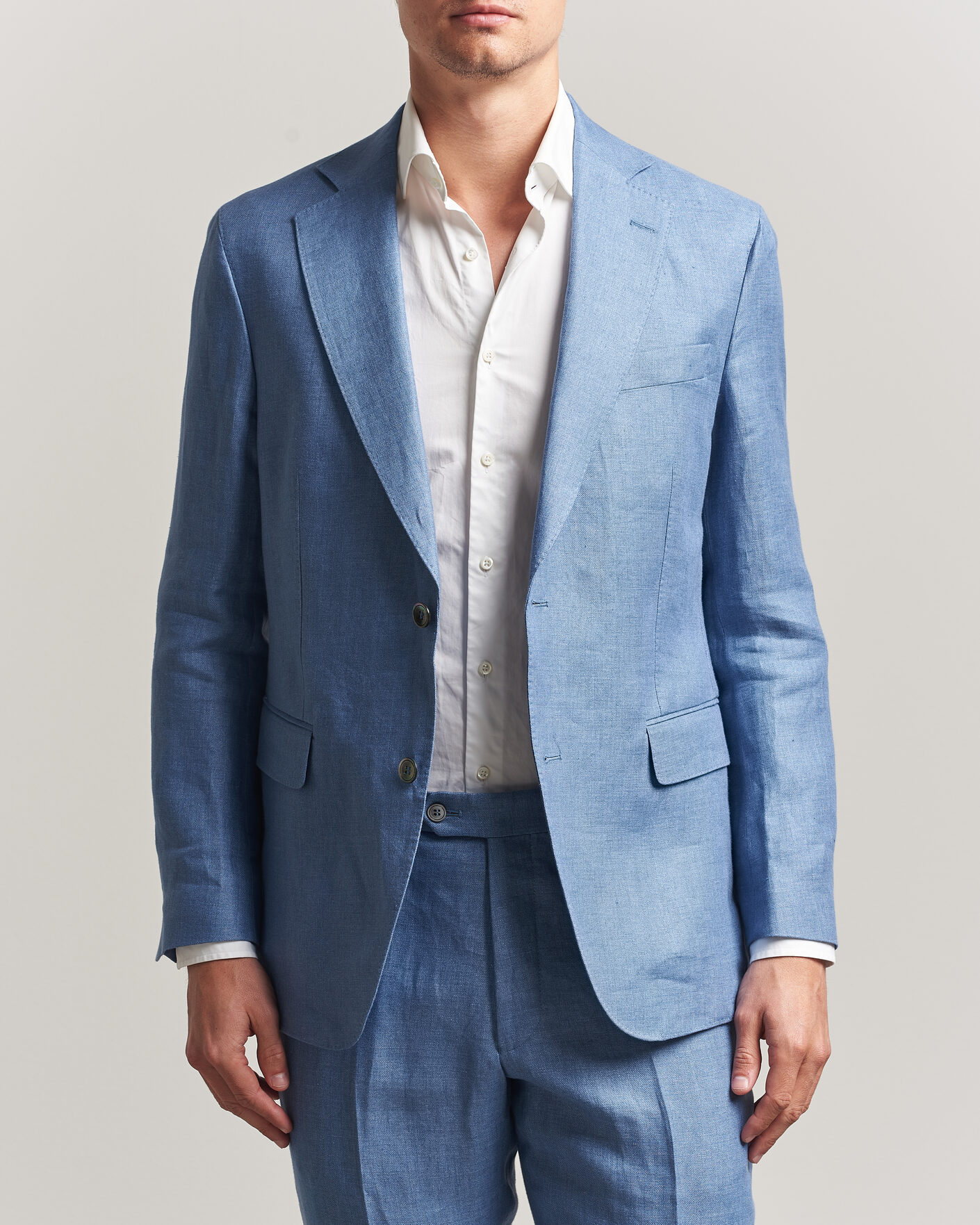 Men | Blazers | Oscar Jacobson | Ferry Soft Linen Blazer Light Blue
