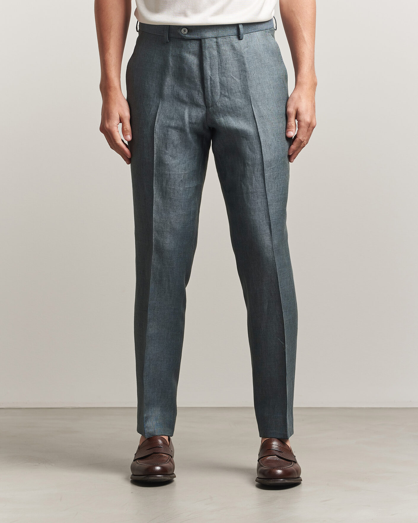 Men | Trousers | Oscar Jacobson | Dandy Linen Trousers Green