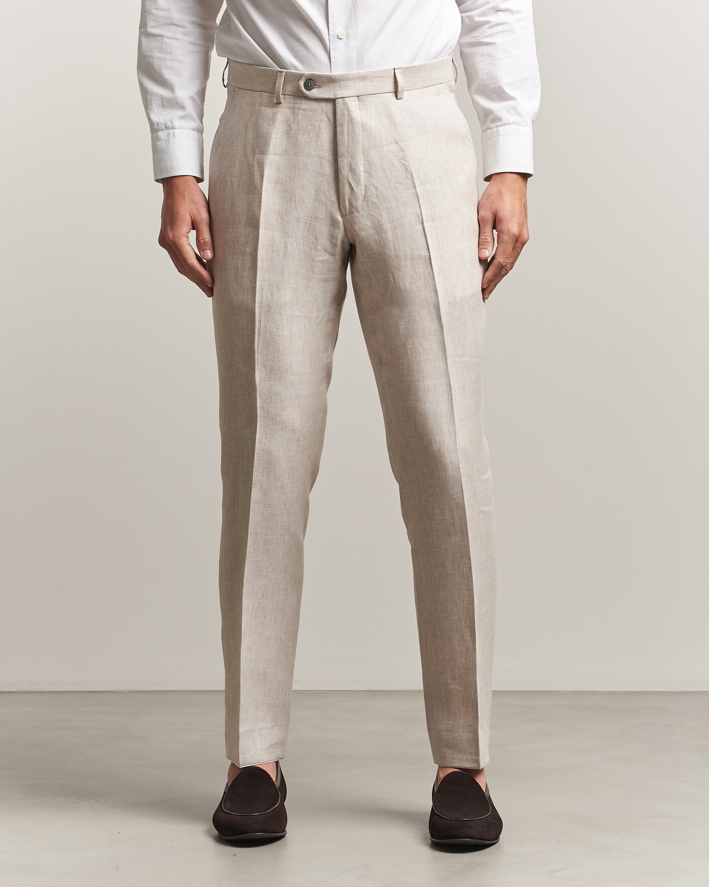 Men | Trousers | Oscar Jacobson | Dandy Linen Trousers Off White