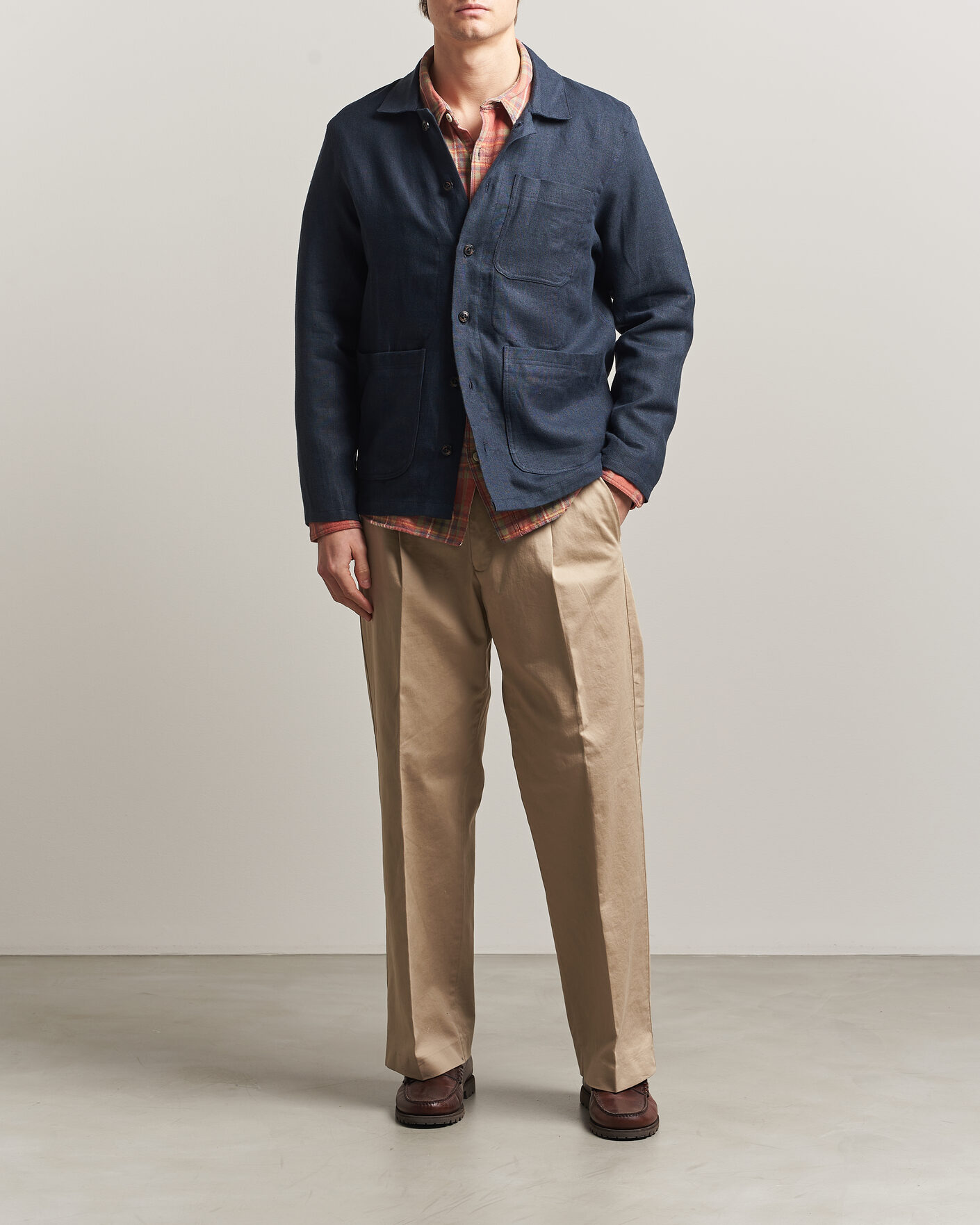 Men | Shirts | Peregrine | Windsor Linen Shacket Navy