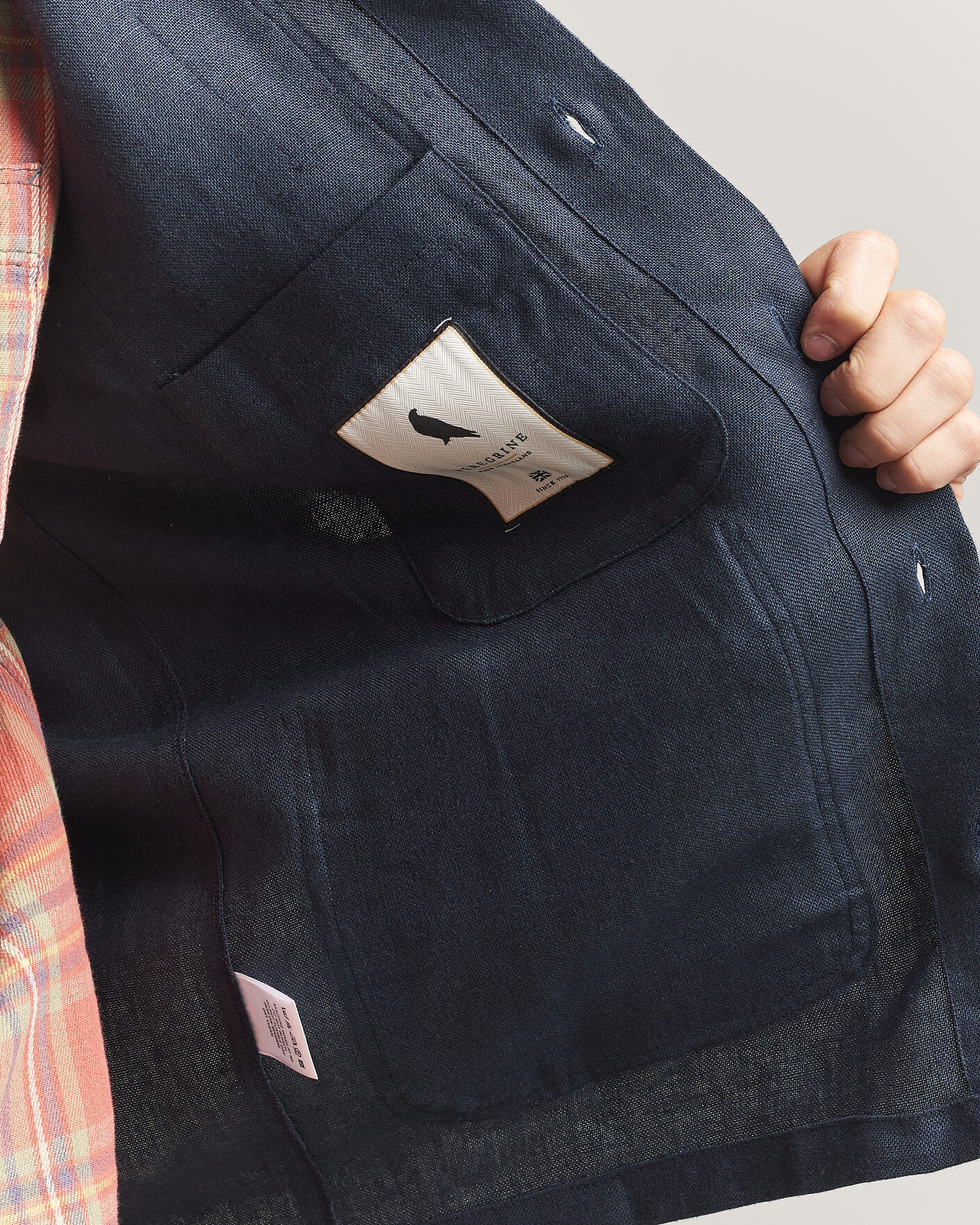 Men | Shirts | Peregrine | Windsor Linen Shacket Navy Stripe