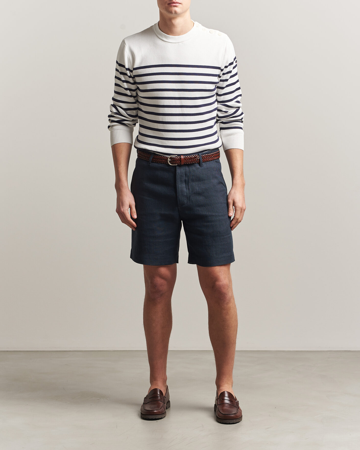 Men | Shorts | Peregrine | Windsor Linen Shorts Navy Stripe