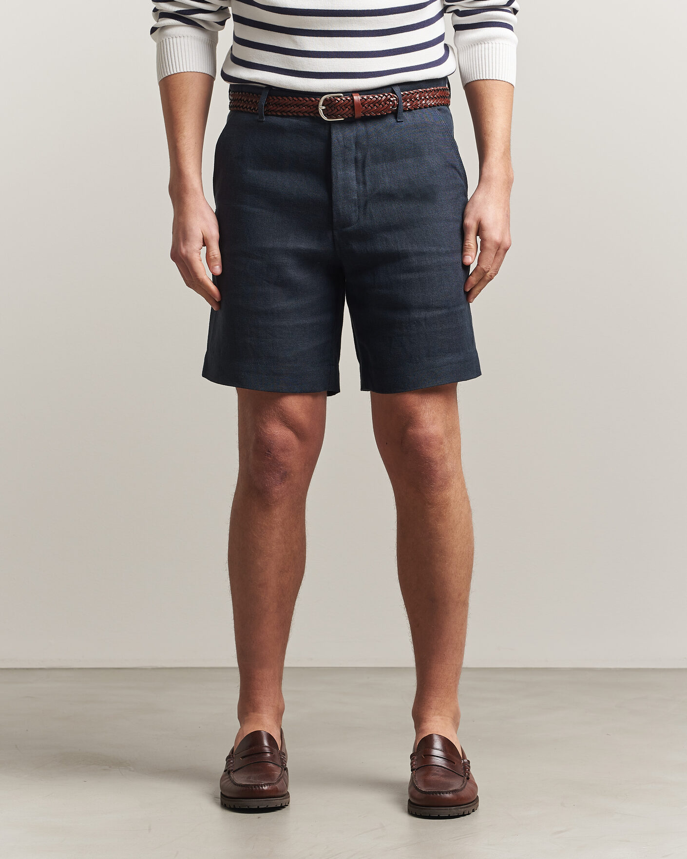 Men | Shorts | Peregrine | Windsor Linen Shorts Navy Stripe