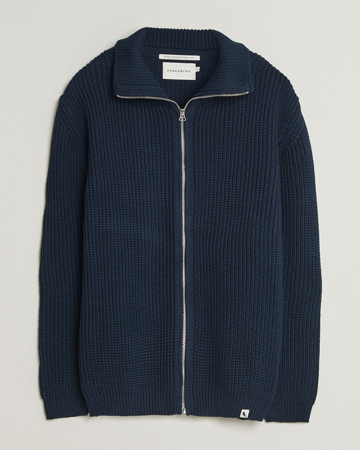Men | Sweaters & Knitwear | Peregrine | River Cotton Zip Cardigan Navy