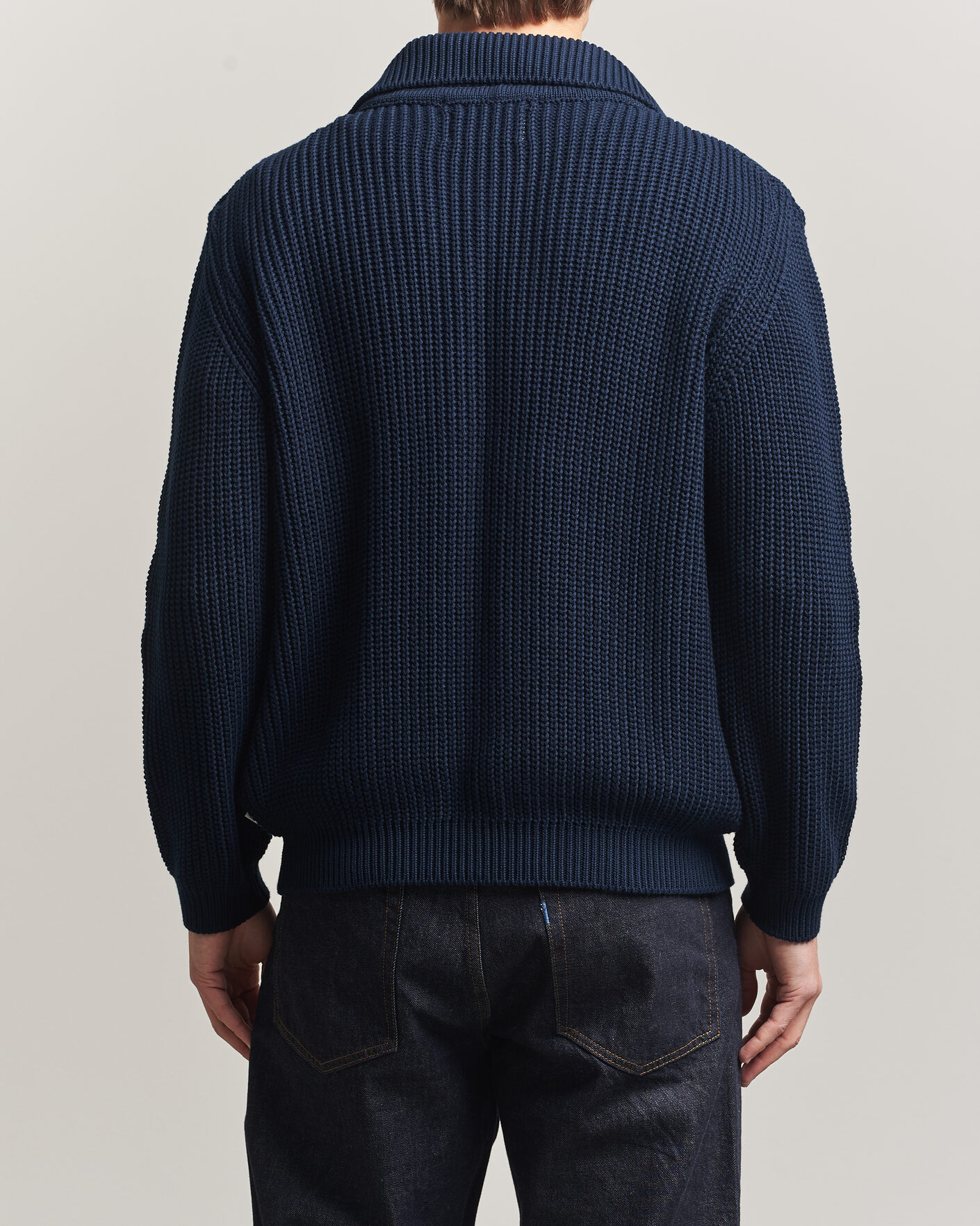 Men | Sweaters & Knitwear | Peregrine | River Cotton Zip Cardigan Navy