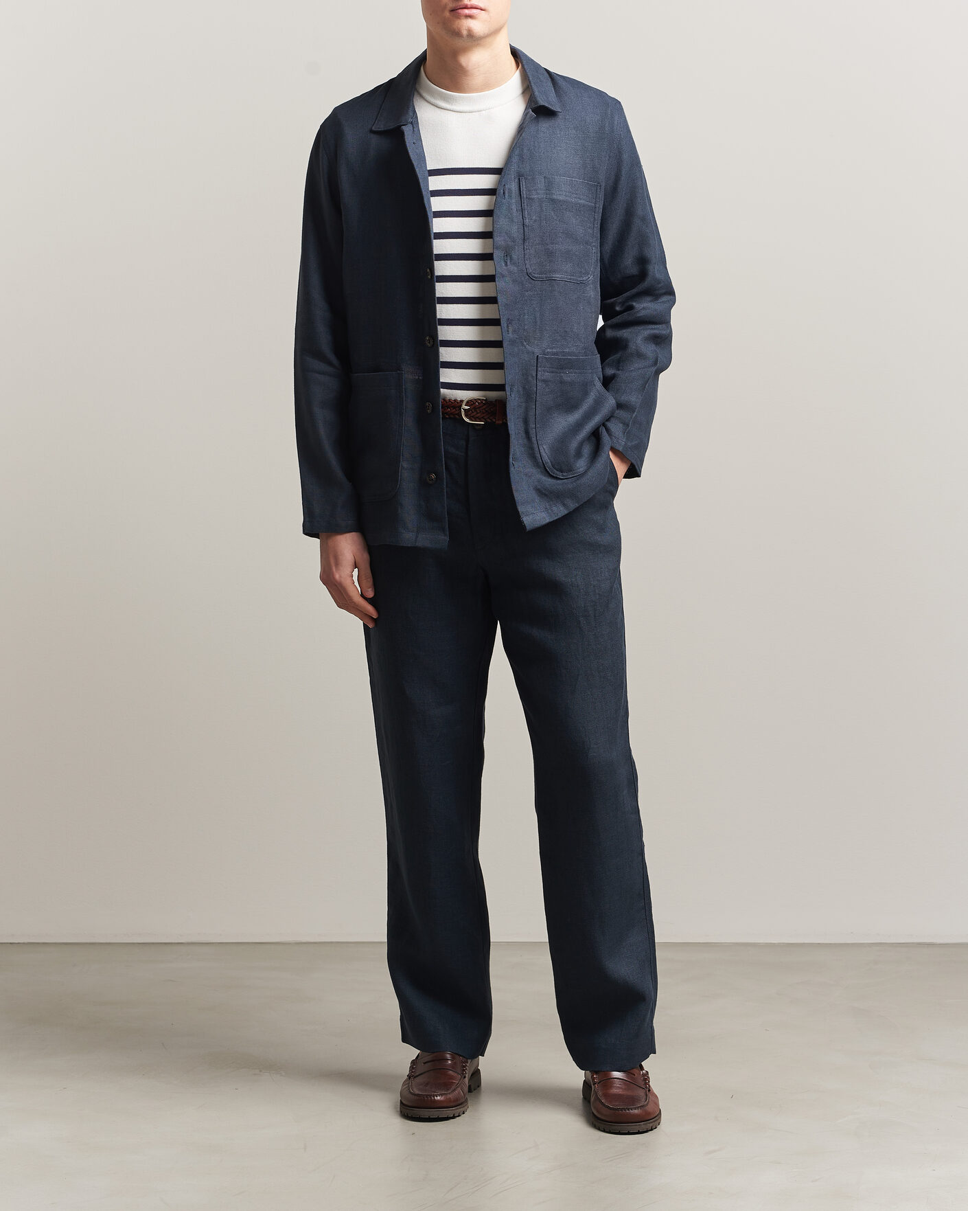 Men | Trousers | Peregrine | Windsor Linen Trousers Navy
