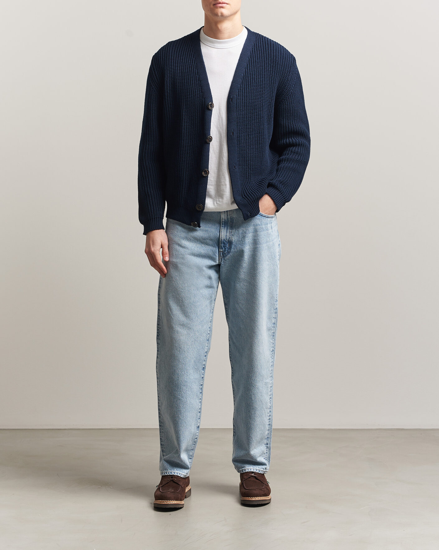 Men | Sweaters & Knitwear | Peregrine | River Cotton Cardigan Navy