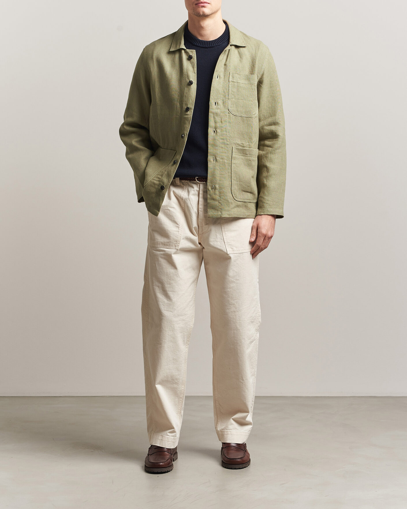 Men | Shirts | Peregrine | Windsor Linen Shacket Khaki