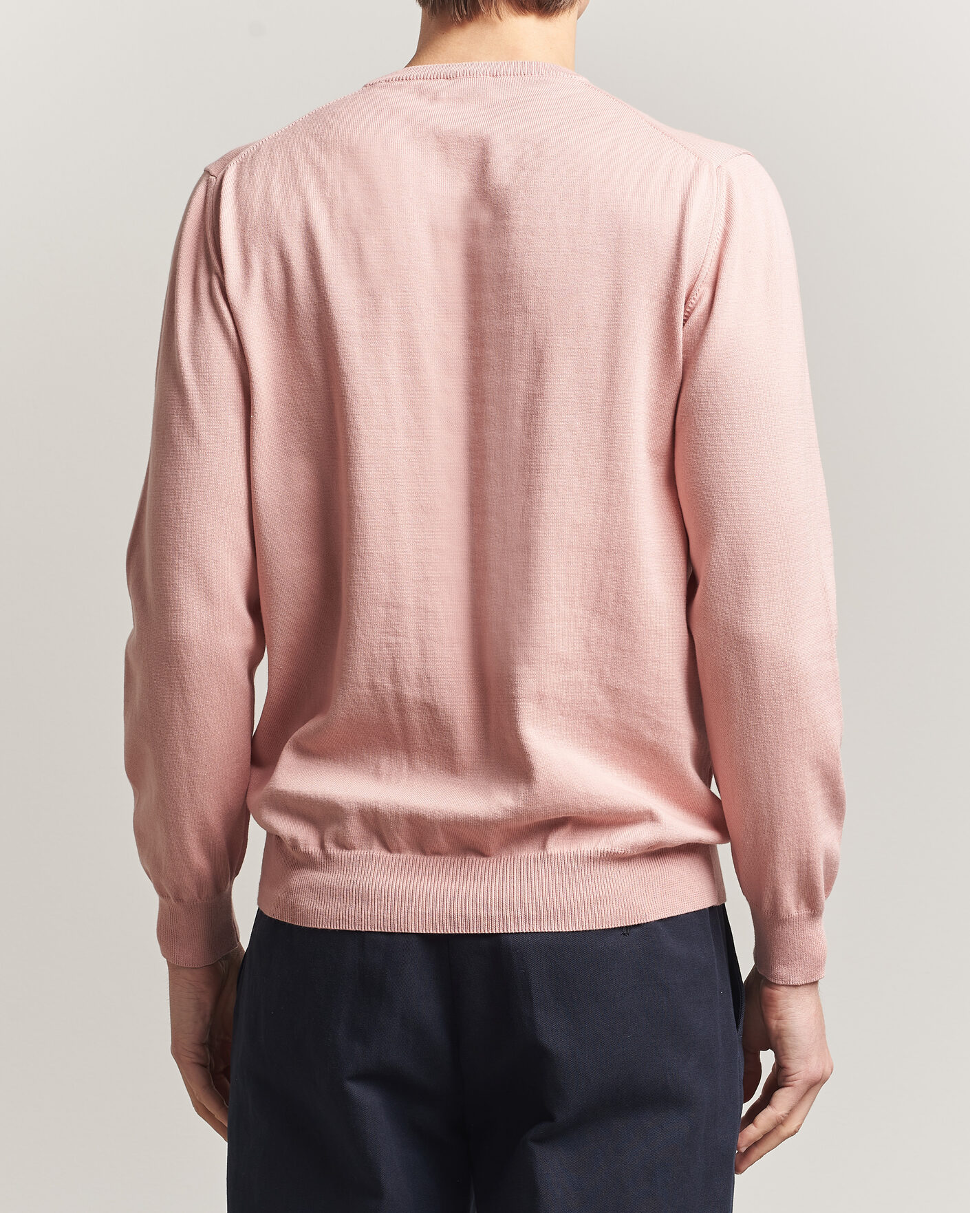 Men | Sweaters & Knitwear | Morgano | Supersoft Egyptian Cotton Crew Neck Soft Pink