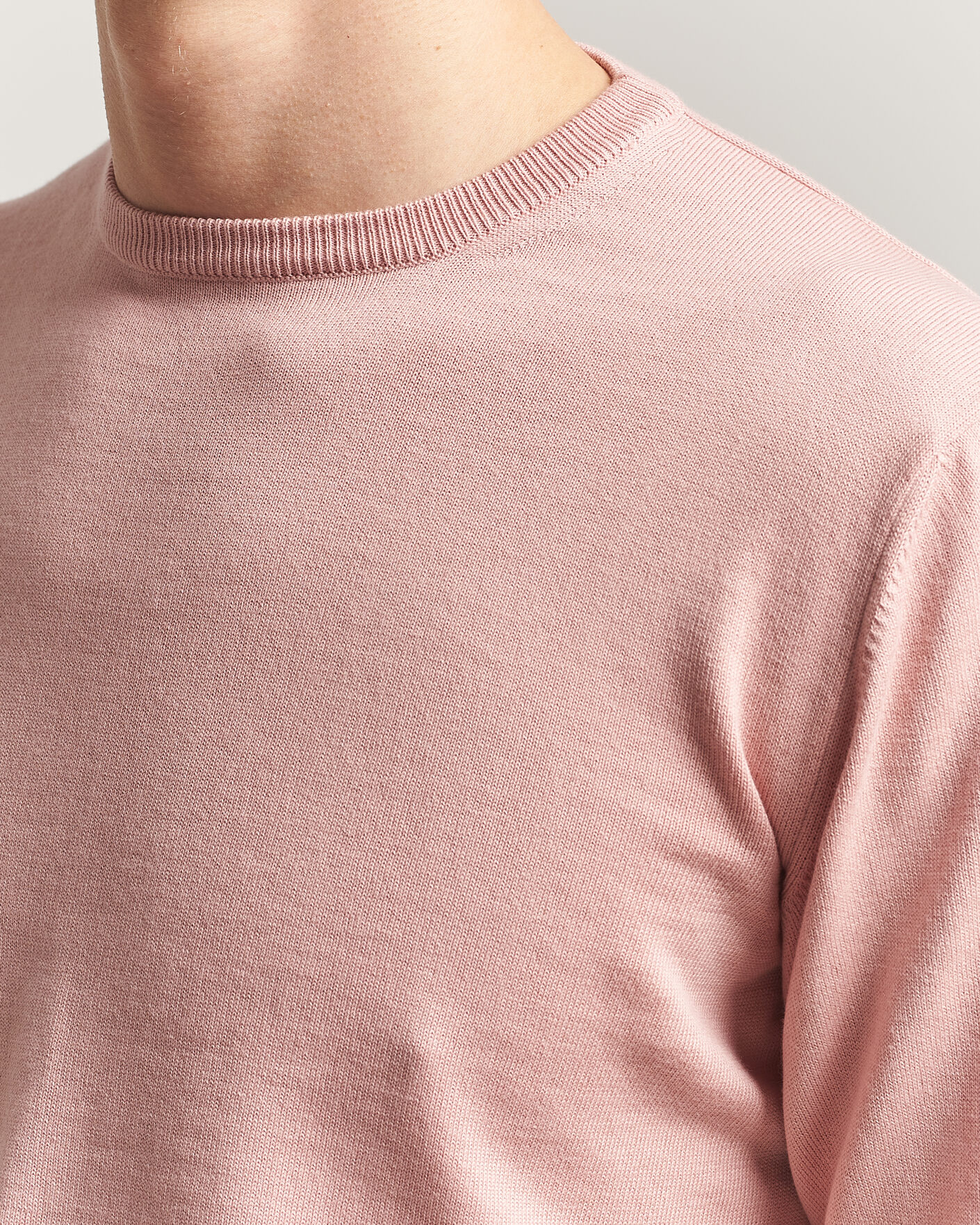 Men | Sweaters & Knitwear | Morgano | Supersoft Egyptian Cotton Crew Neck Soft Pink