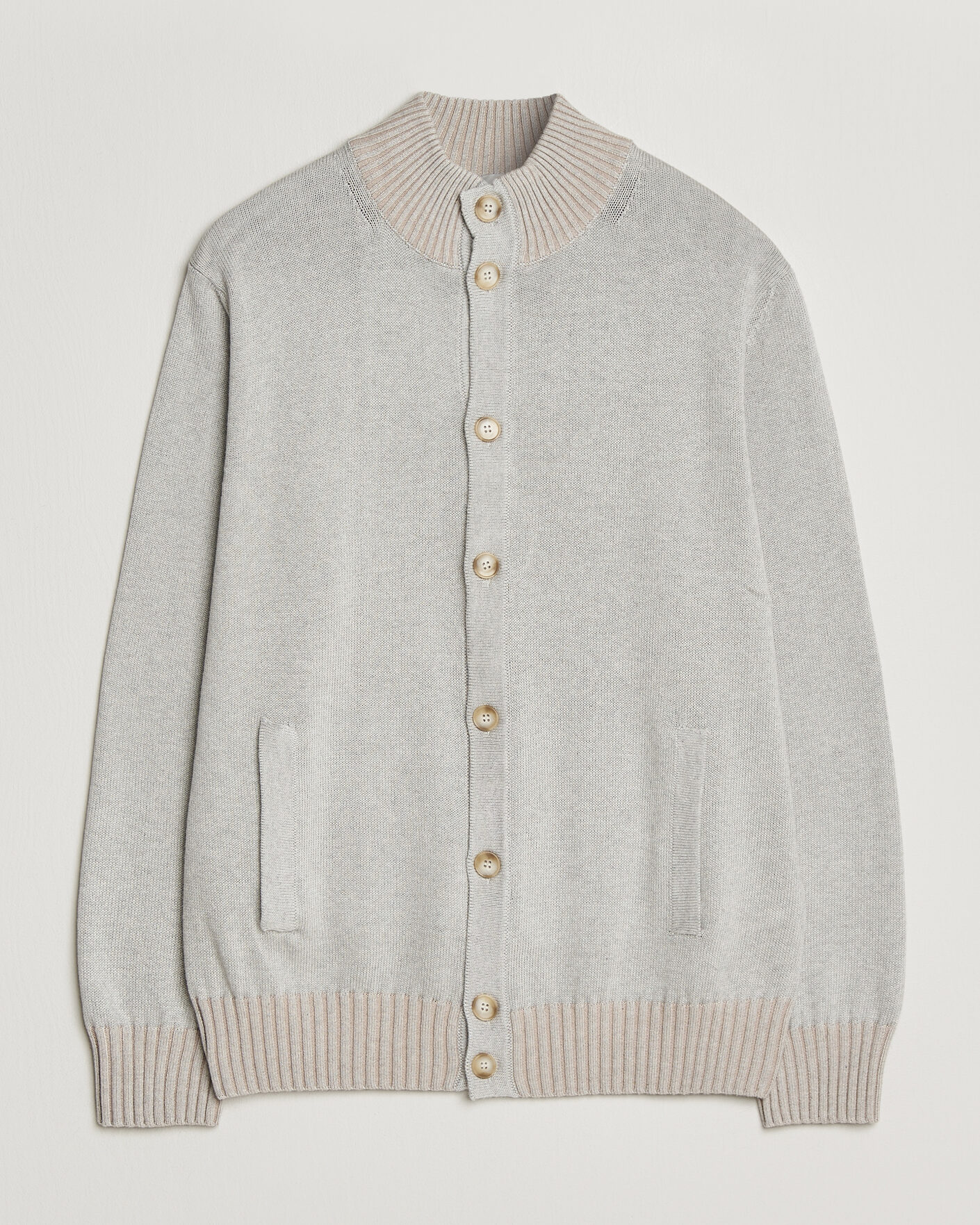 Men | Sweaters & Knitwear | Morgano | Cotton/Cashmere Knitted Cardigan Light Grey