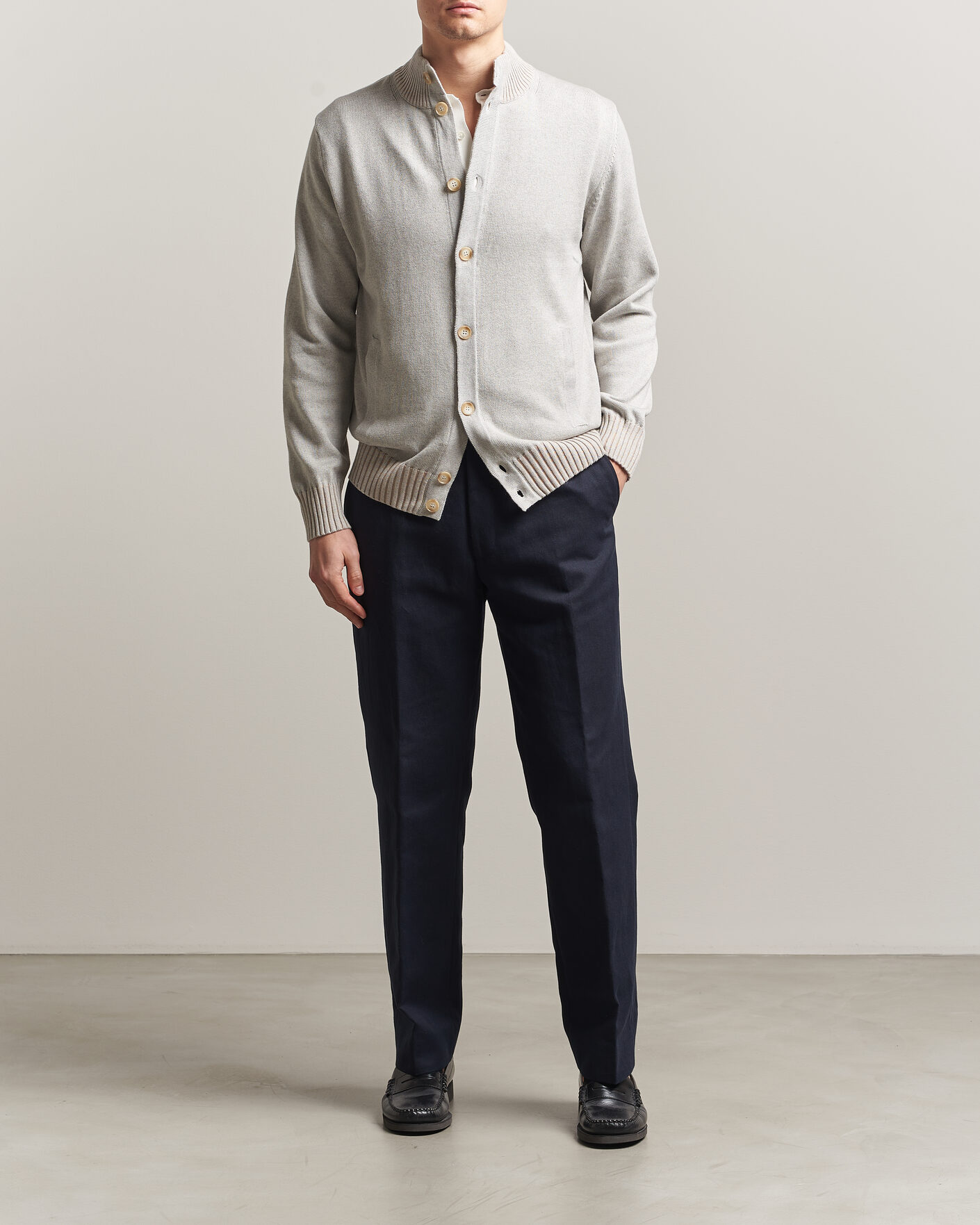 Men | Sweaters & Knitwear | Morgano | Cotton/Cashmere Knitted Cardigan Light Grey