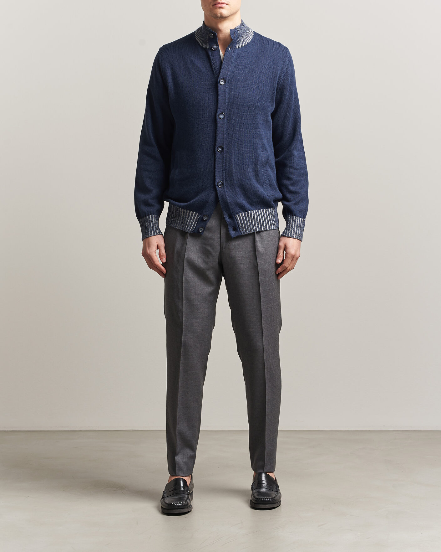 Men | Sweaters & Knitwear | Morgano | Cotton/Cashmere Knitted Cardigan Navy