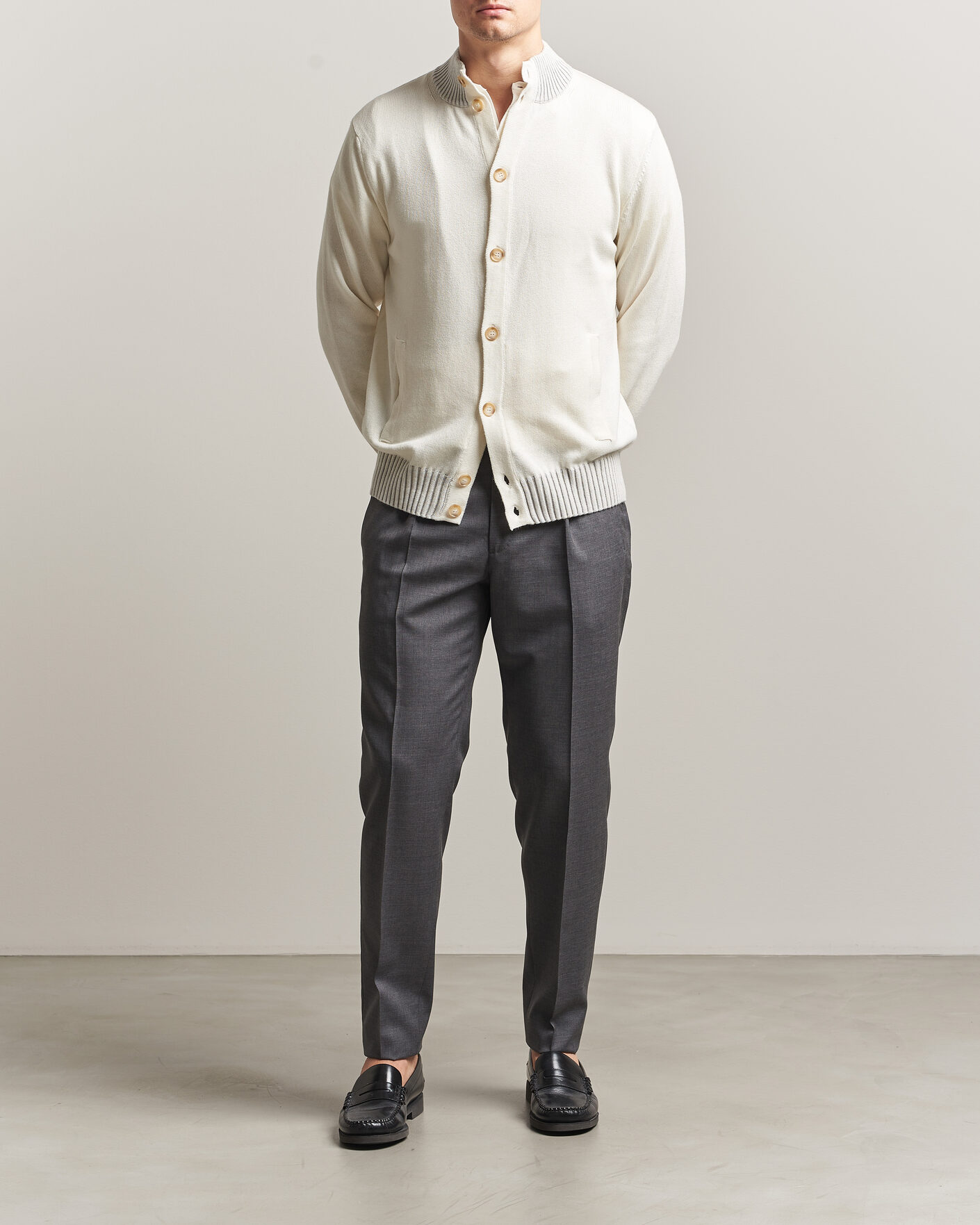 Men | Sweaters & Knitwear | Morgano | Cotton/Cashmere Knitted Cardigan Cream