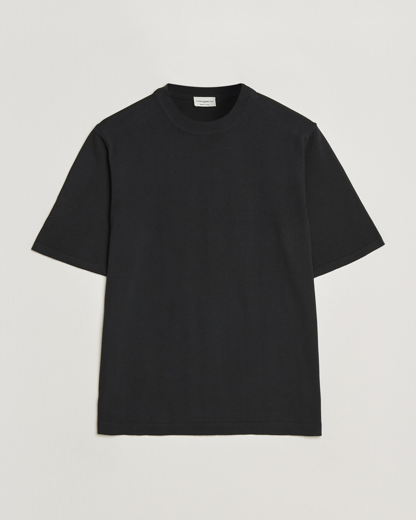 Men | T-Shirts | Morgano | Knitted Cotton Crepe T-Shirt Black