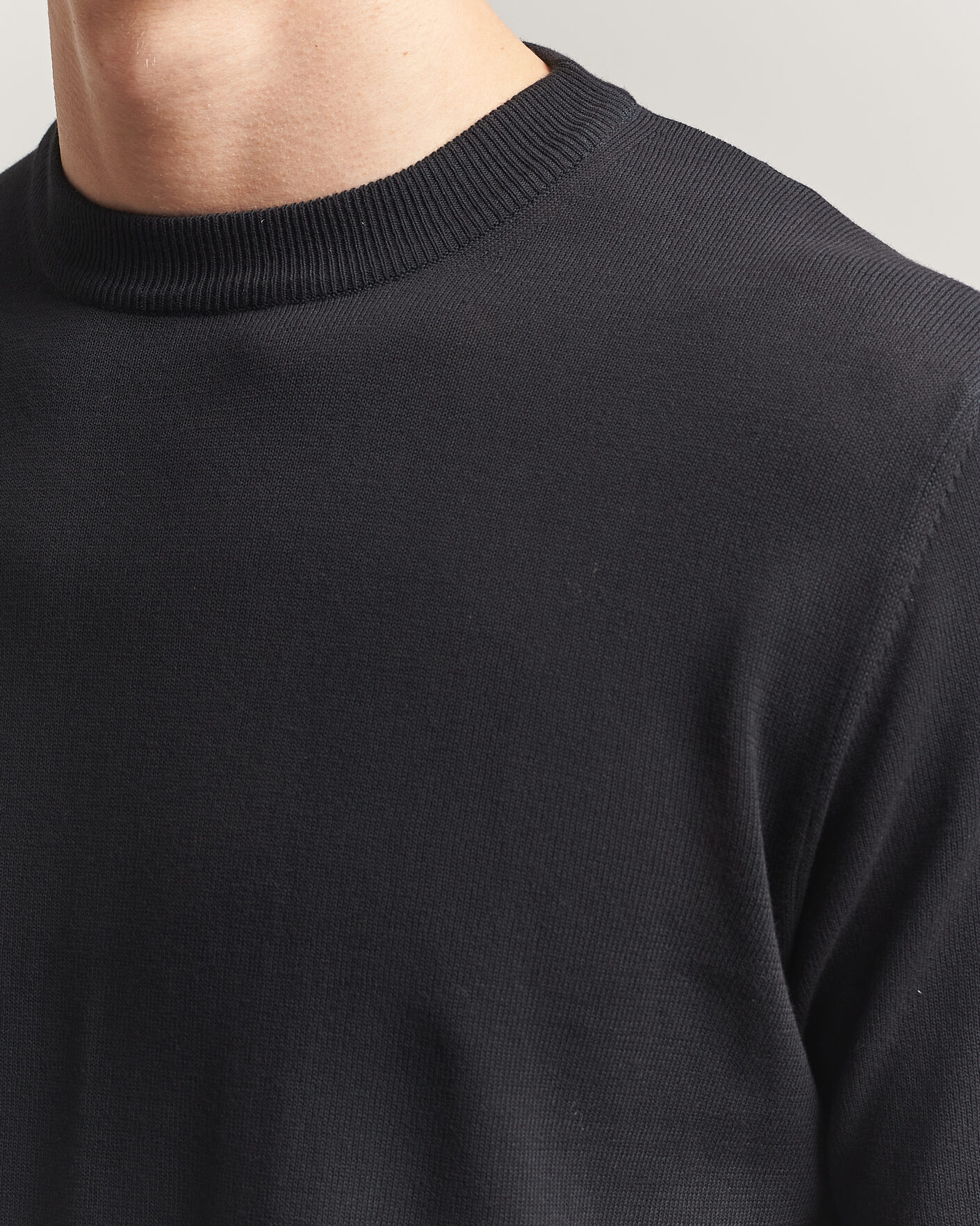 Men | T-Shirts | Morgano | Knitted Cotton Crepe T-Shirt Black