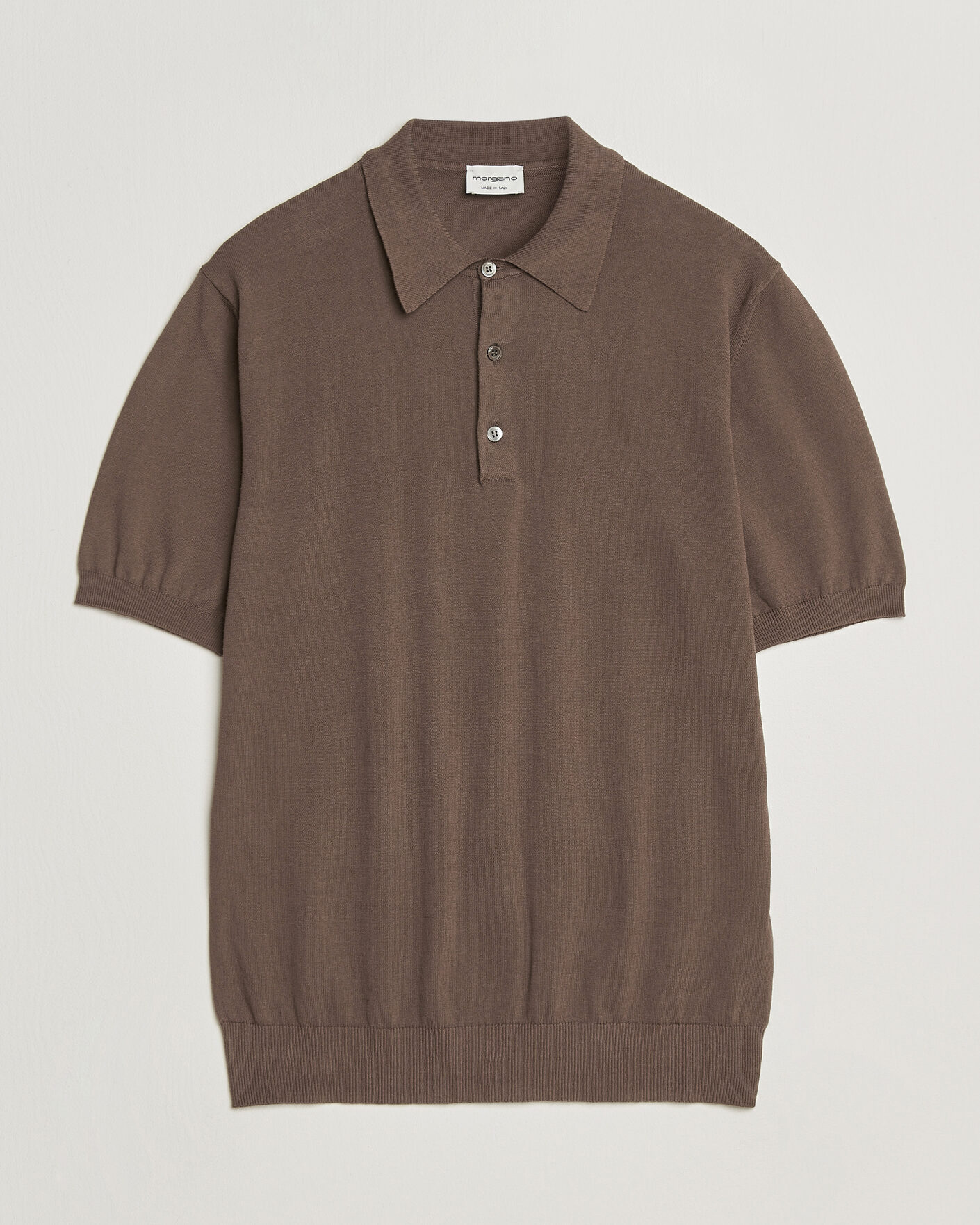 Men | Polo Shirts | Morgano | Knitted Cotton Crepe Polo Brown
