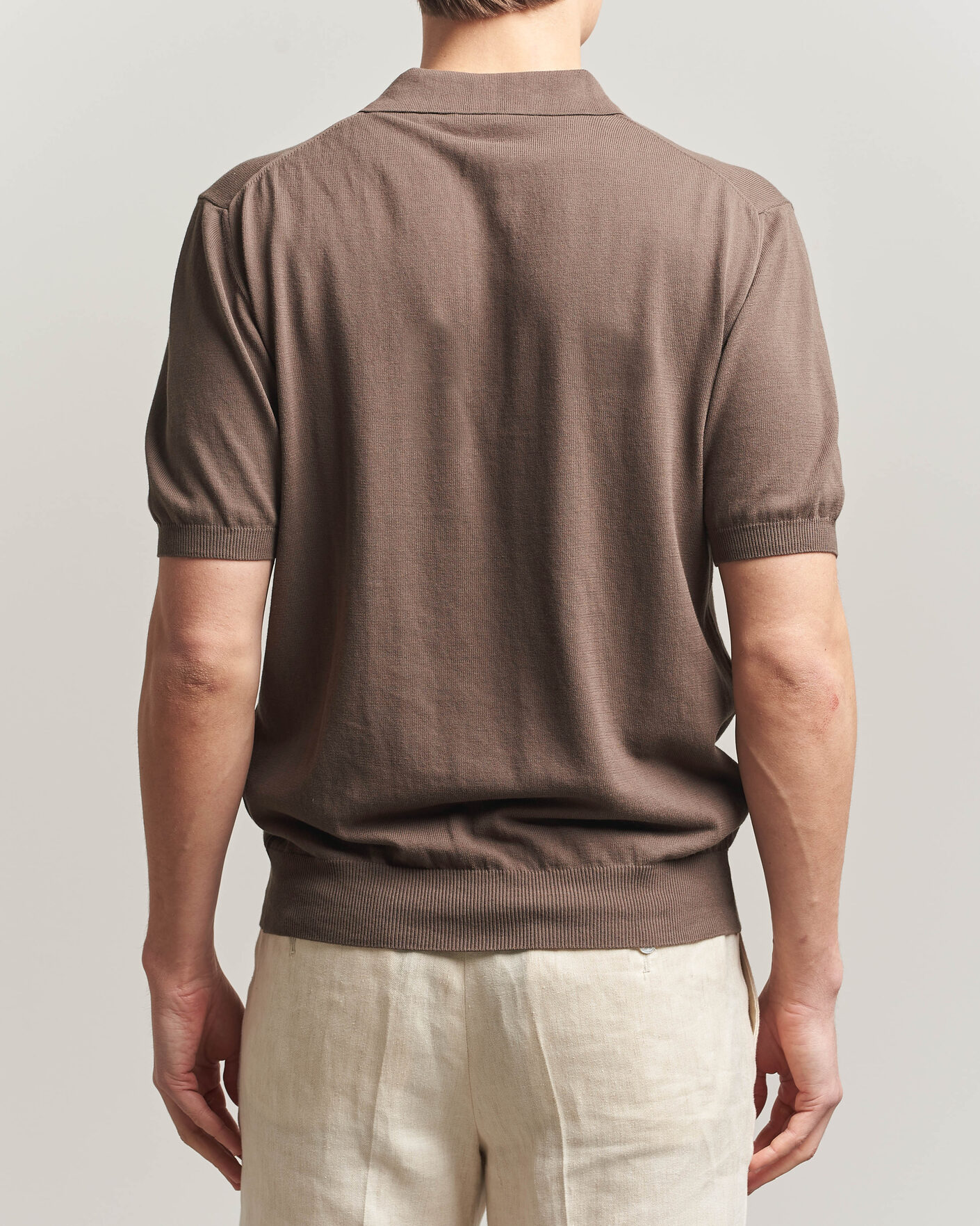 Men | Polo Shirts | Morgano | Knitted Cotton Crepe Polo Brown