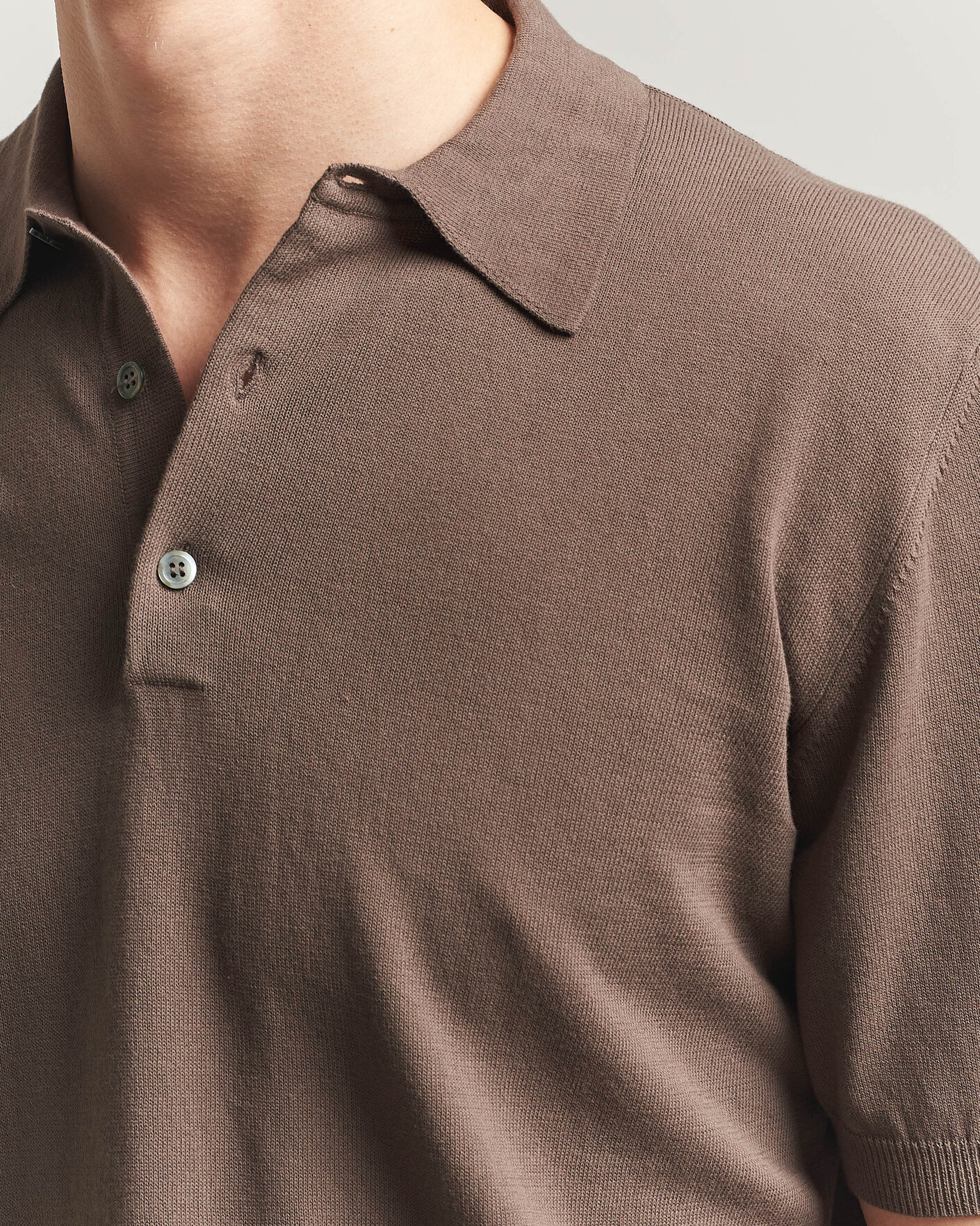 Men | Polo Shirts | Morgano | Knitted Cotton Crepe Polo Brown