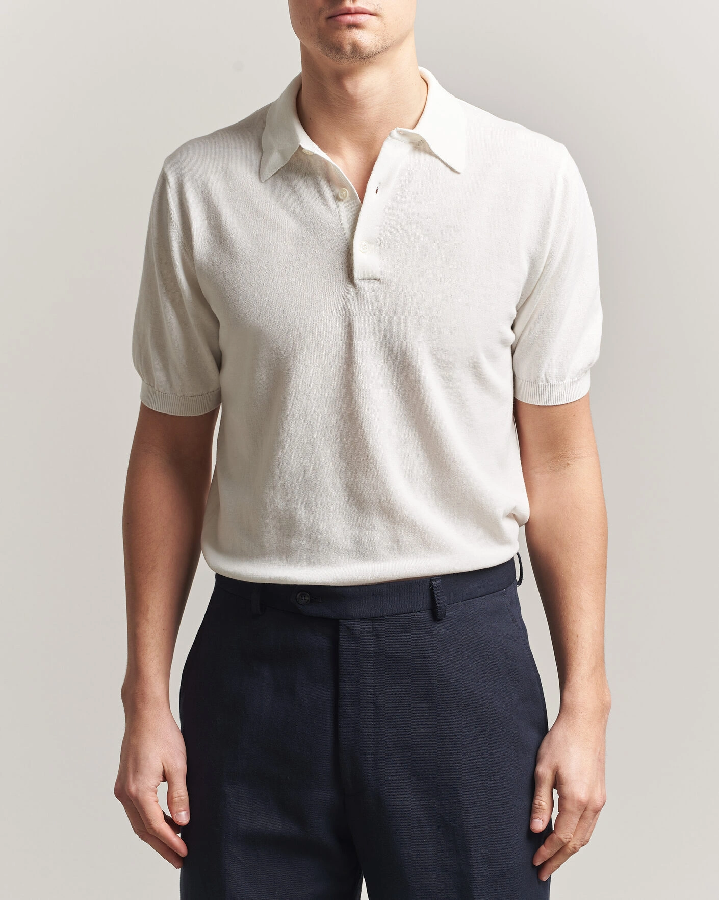 Men | Polo Shirts | Morgano | Knitted Cotton Crepe Polo Latte