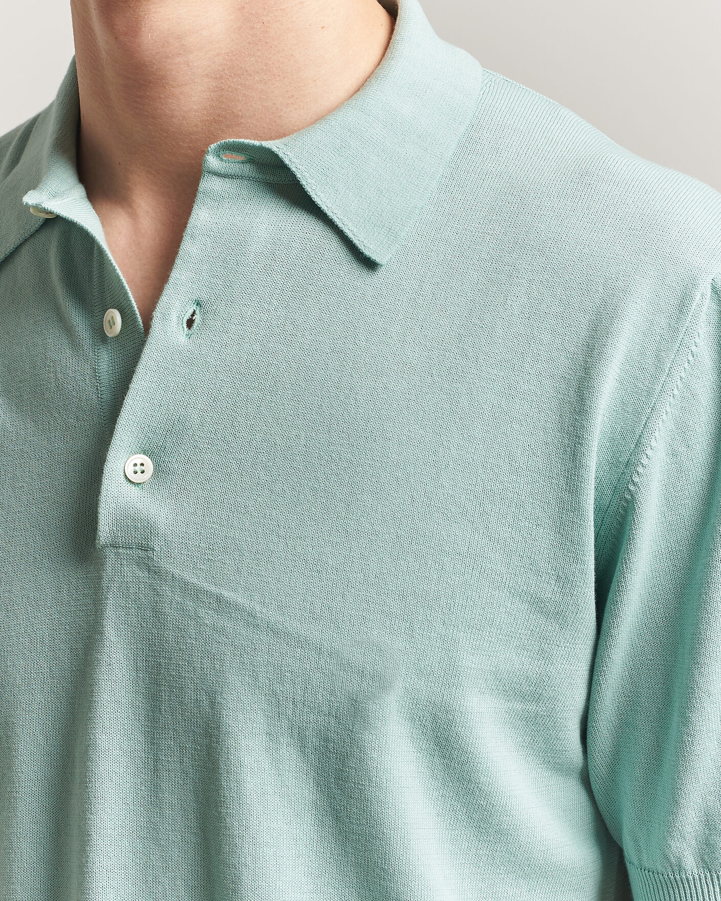 Men | Polo Shirts | Morgano | Knitted Cotton Crepe Polo Light Green