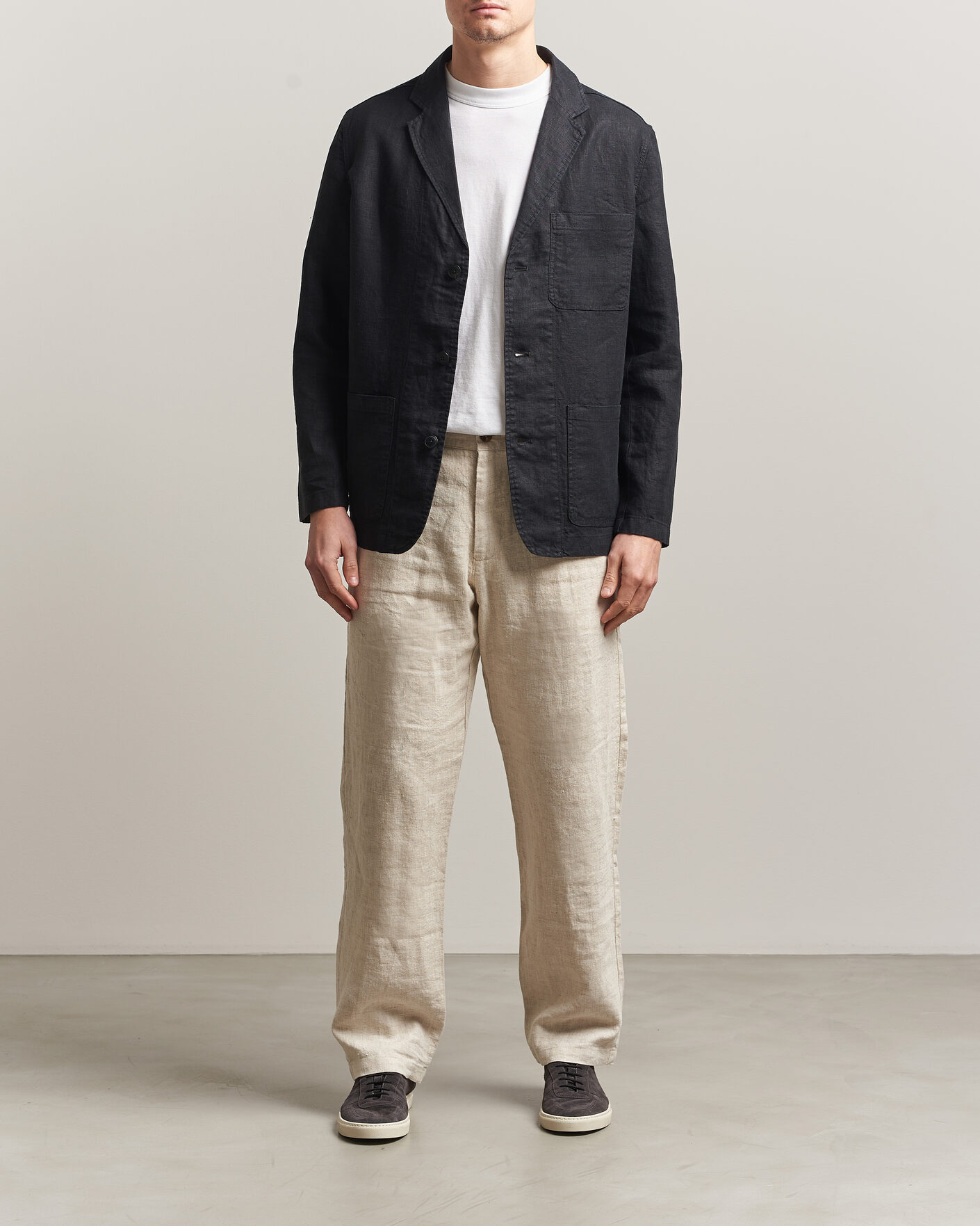 Men | Blazers | KnowledgeCotton Apparel | Linen Blazer Black