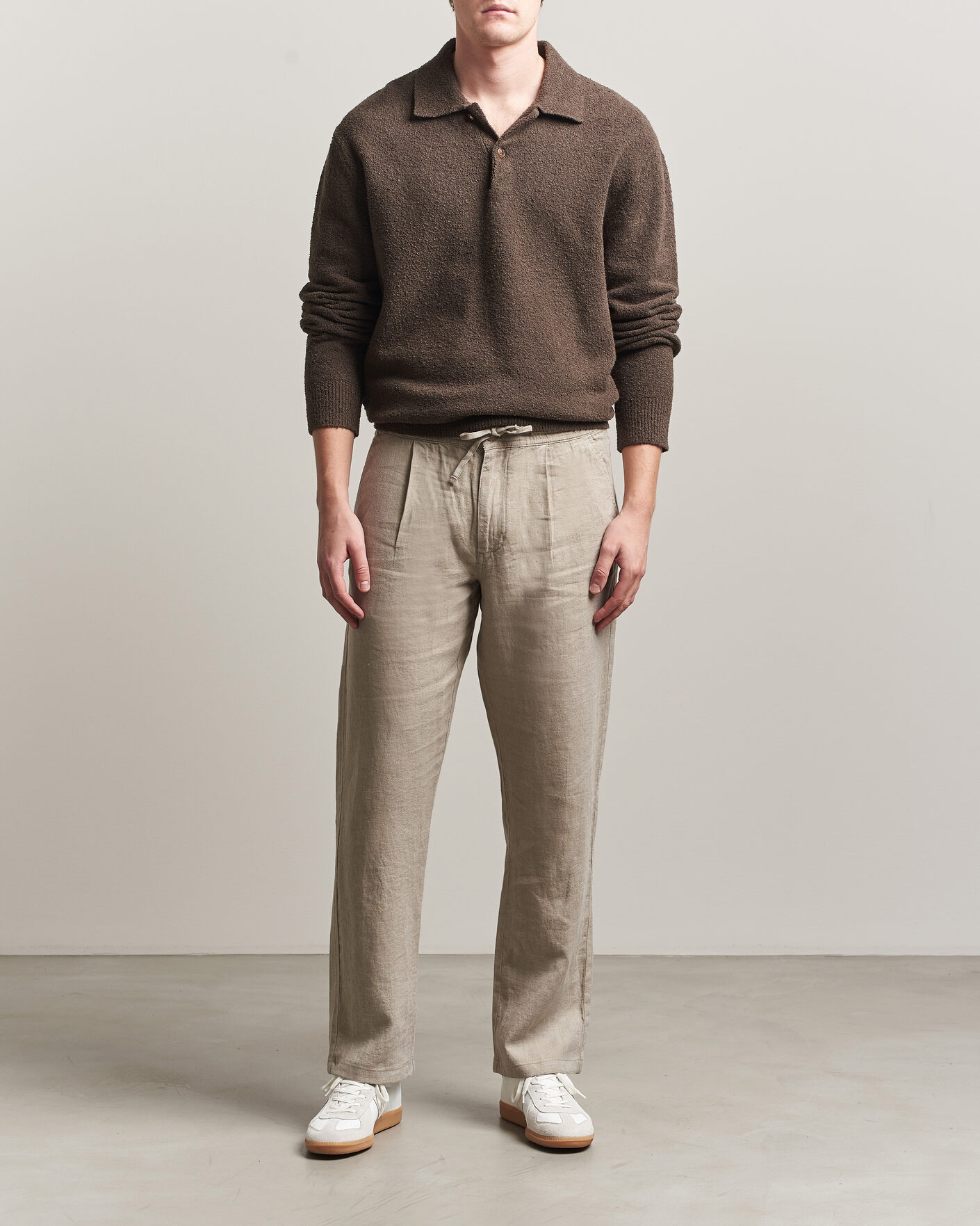 Men | Trousers | KnowledgeCotton Apparel | Loose Linen Pants Twill