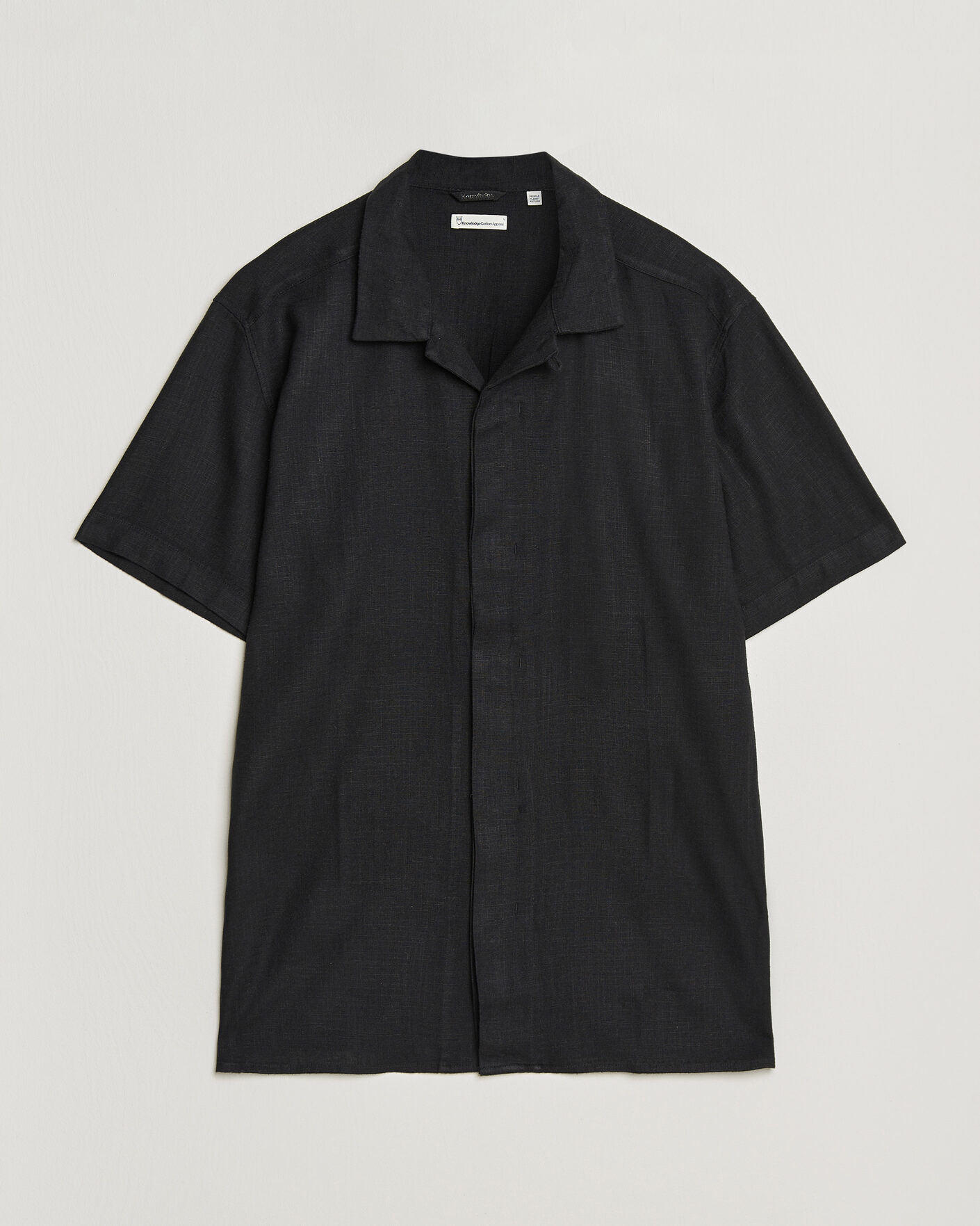 Men |  | KnowledgeCotton Apparel | Linen/Lyocell Resort Shirt Black