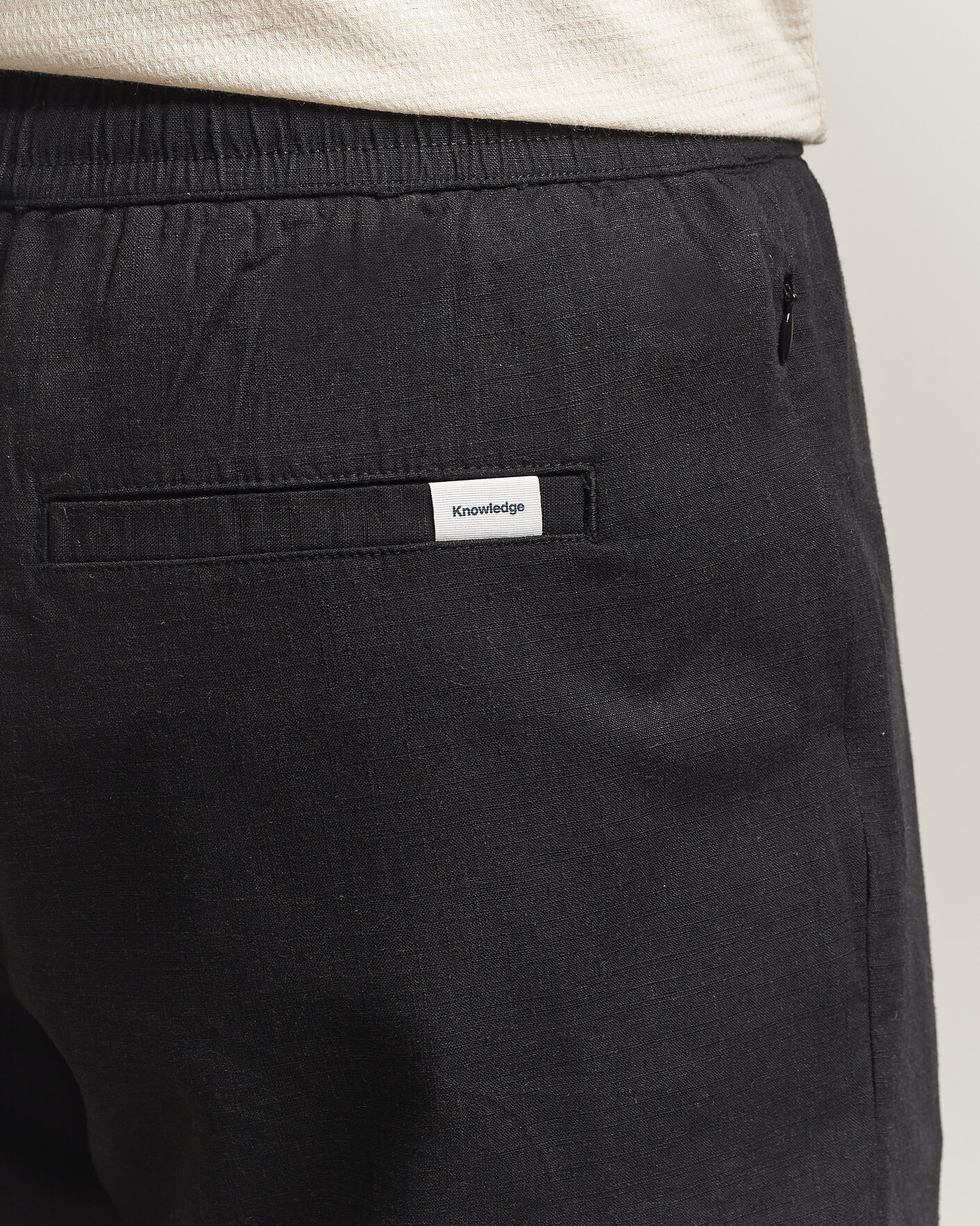 Men | Shorts | KnowledgeCotton Apparel | Loose Linen/Viscose Shorts Black