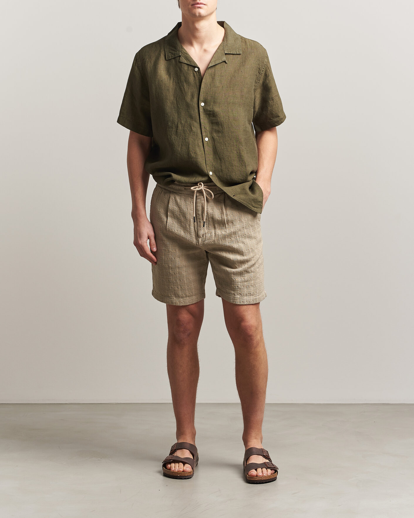 Men | Shorts | KnowledgeCotton Apparel | Structured Cotton Dobby Shorts Twill