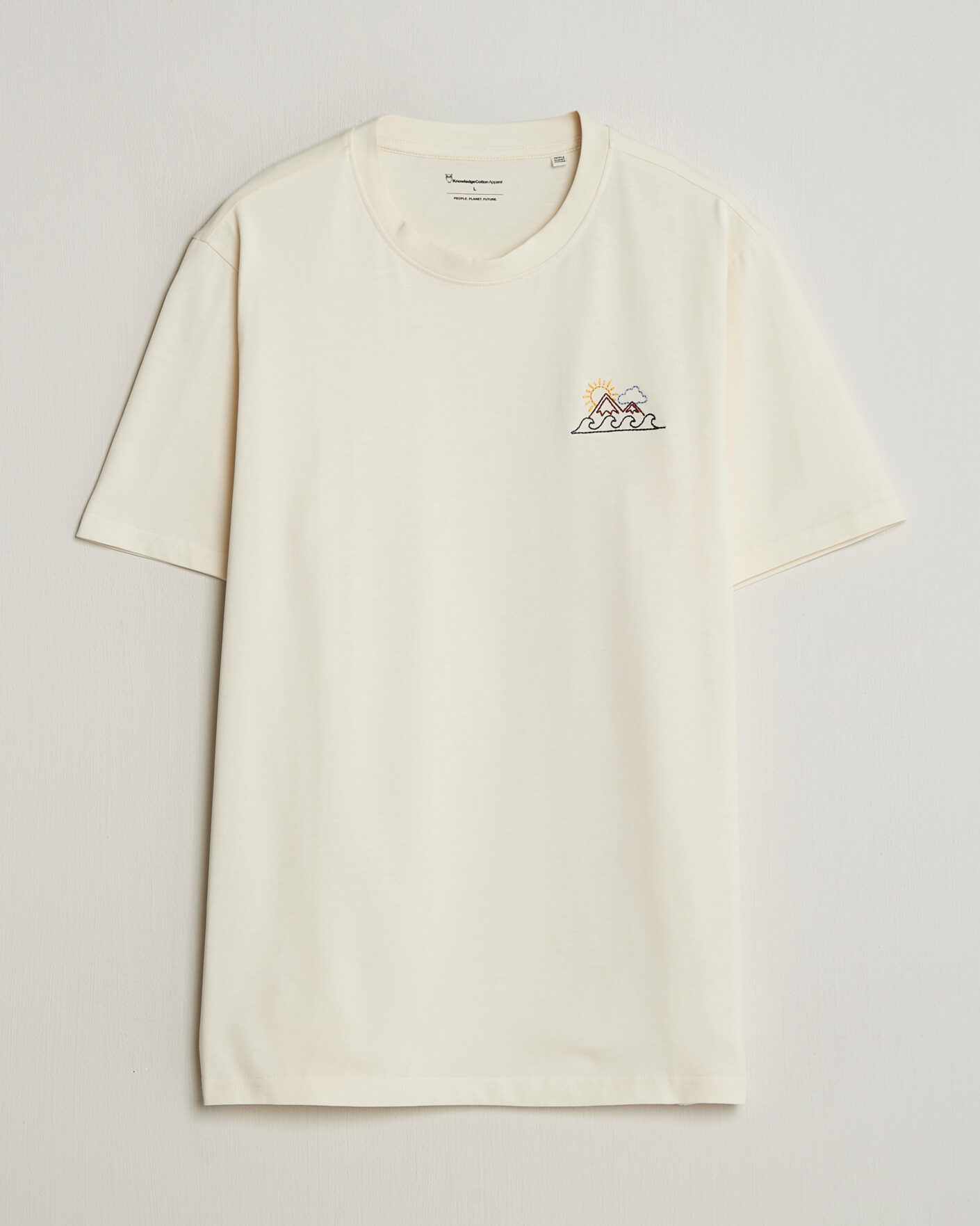 Men | T-Shirts | KnowledgeCotton Apparel | Chest Print T-Shirt Egret