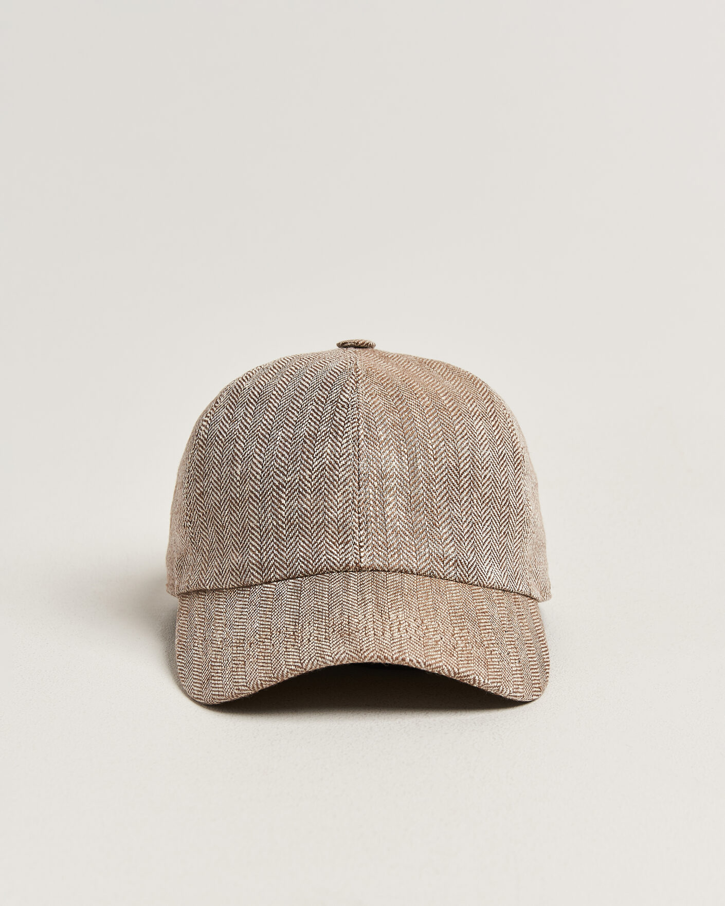 Men | Hats & Caps | Wigéns | Baseball Linen Herringbone Cap Brown