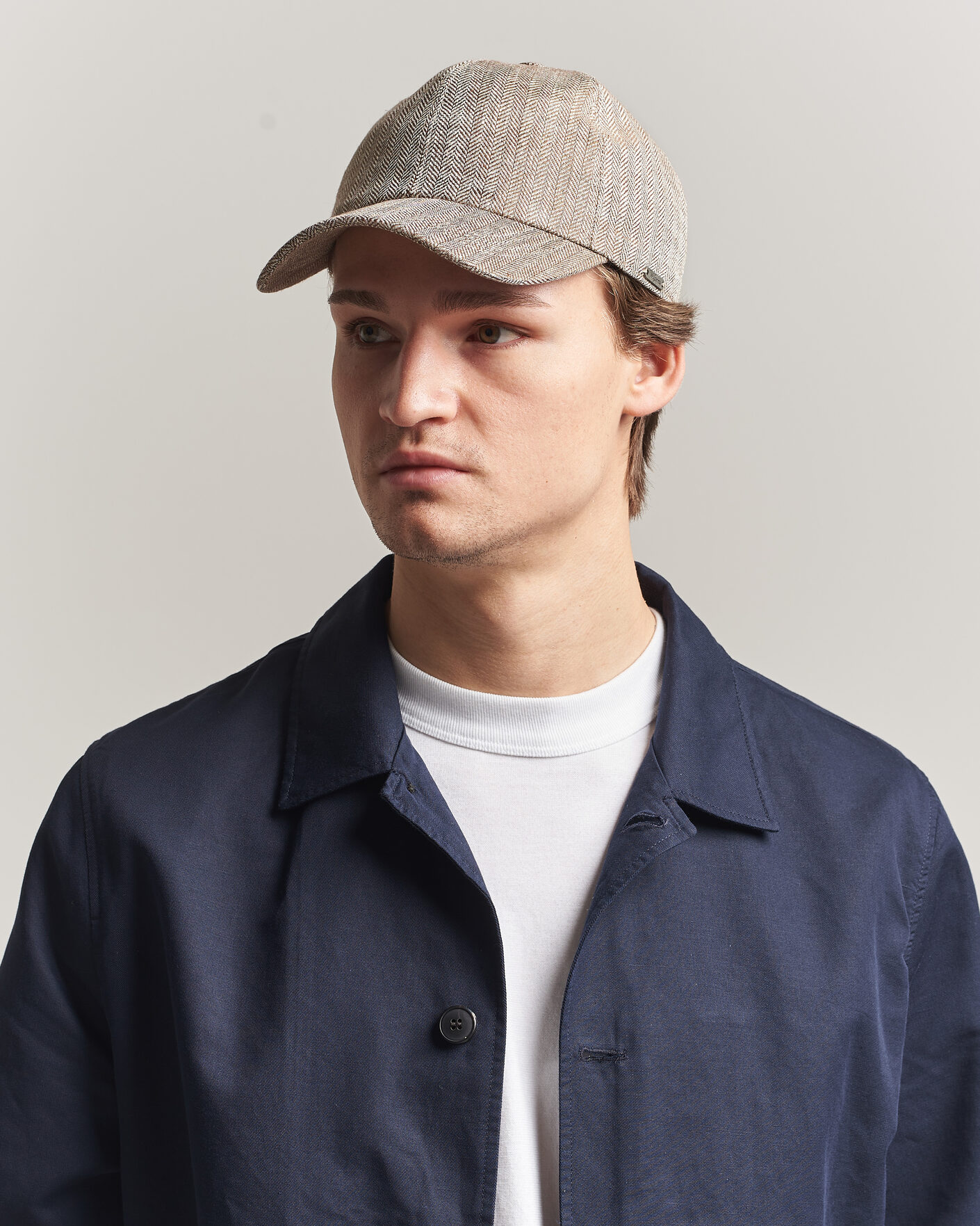 Men | Hats & Caps | Wigéns | Baseball Linen Herringbone Cap Brown