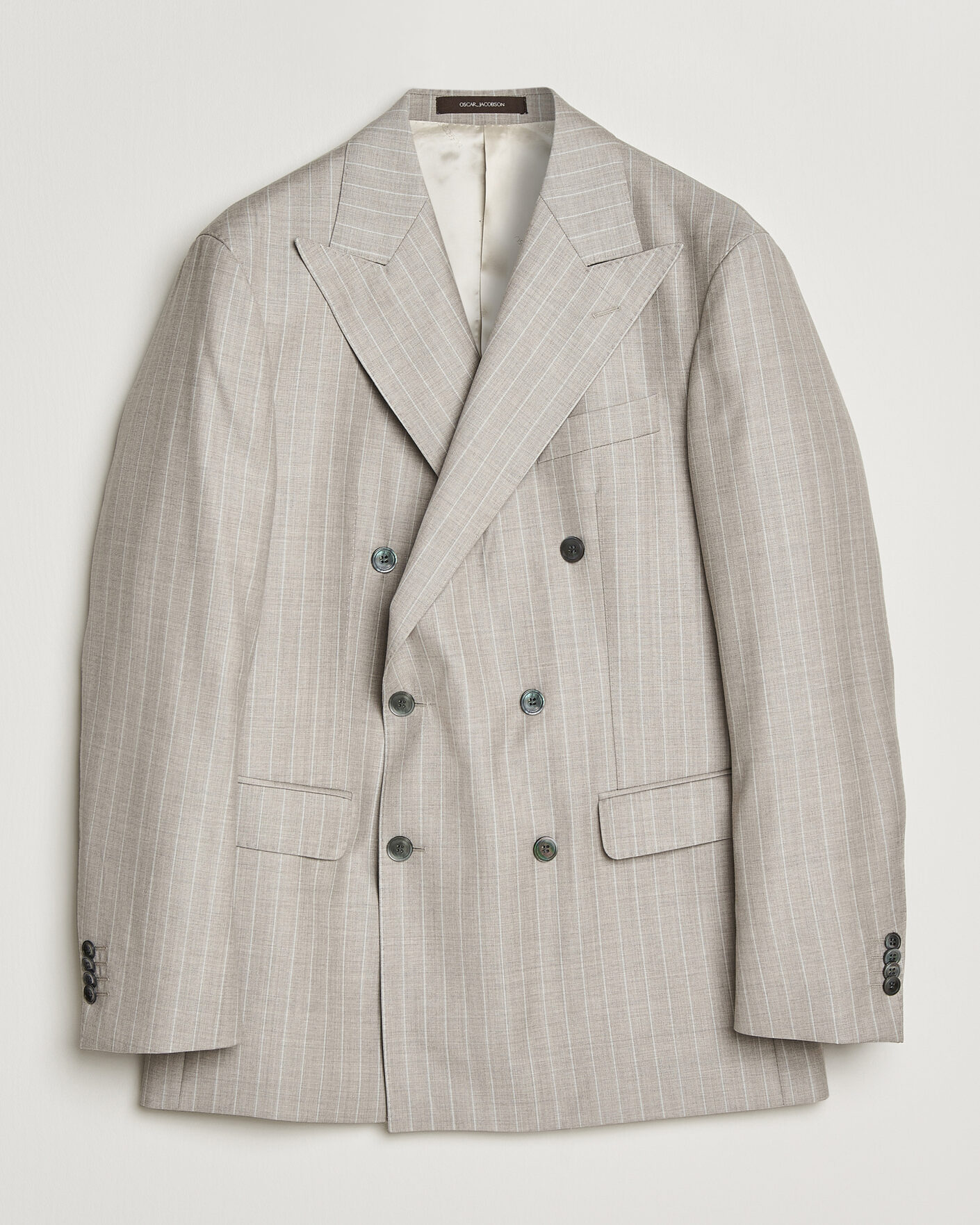Men | Blazers | Oscar Jacobson | Richard Striped Wool Blazer Beige