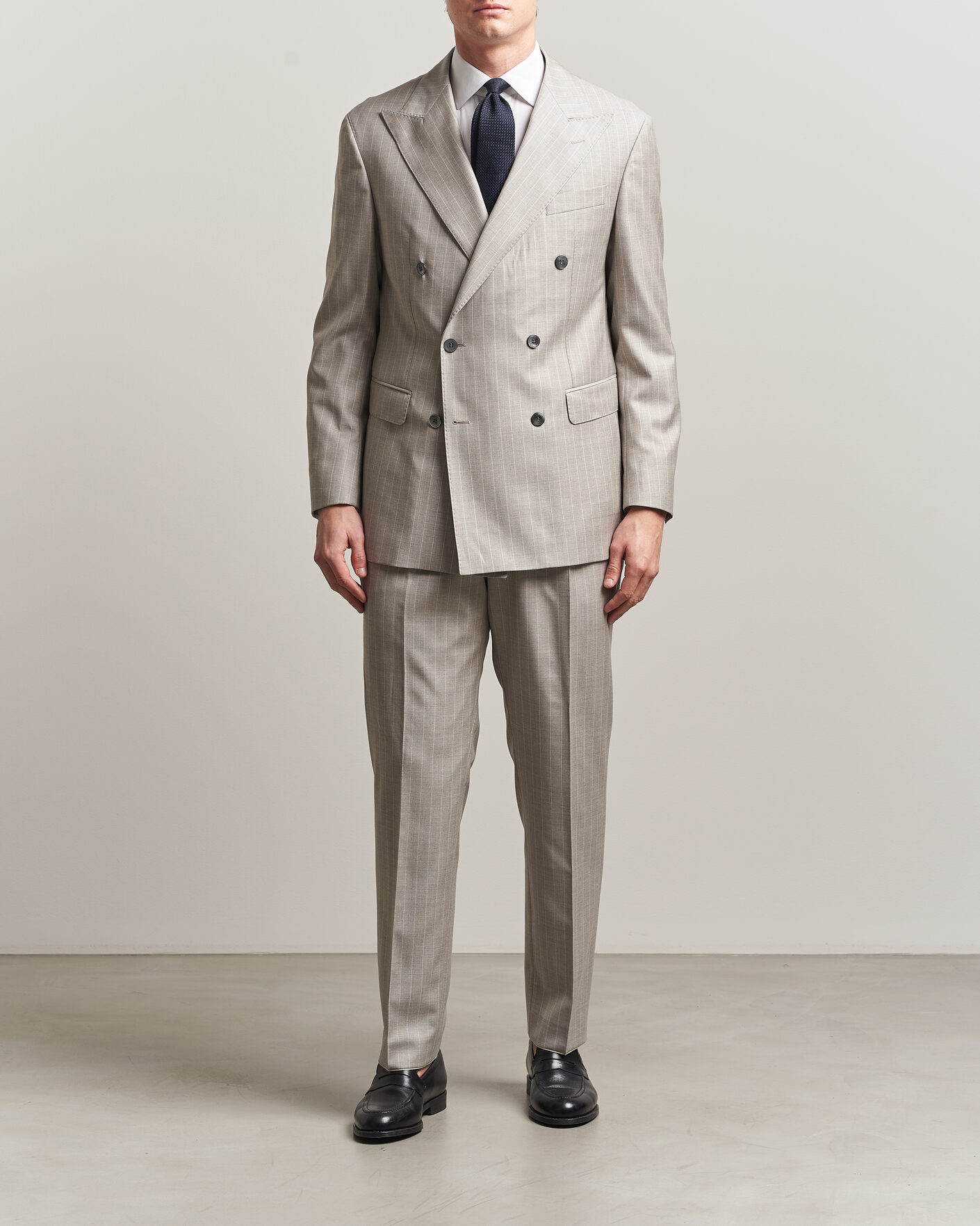 Men | Blazers | Oscar Jacobson | Richard Striped Wool Blazer Beige