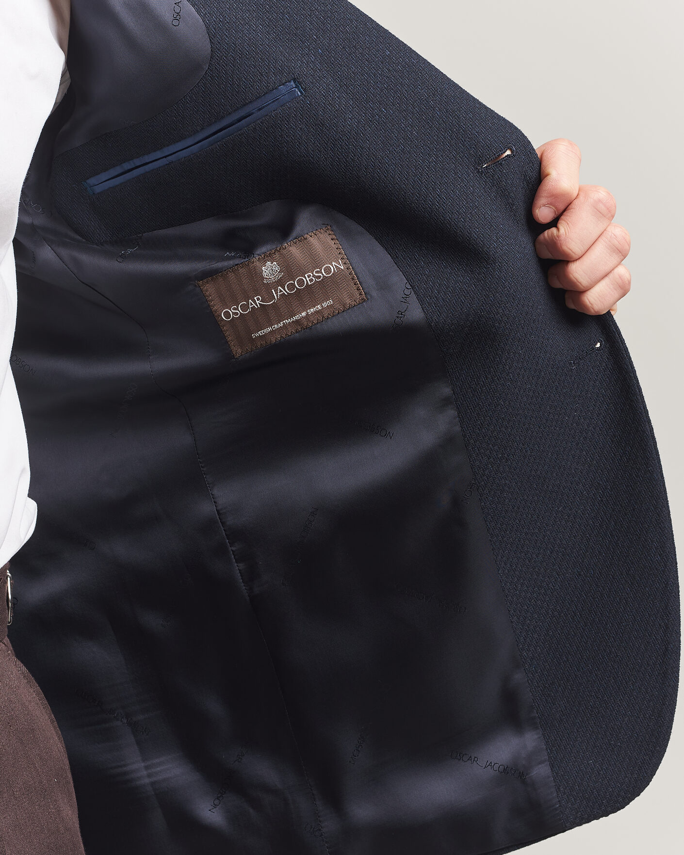 Men | Blazers | Oscar Jacobson | Fogerty Patch Structure Cotton Blazer Navy