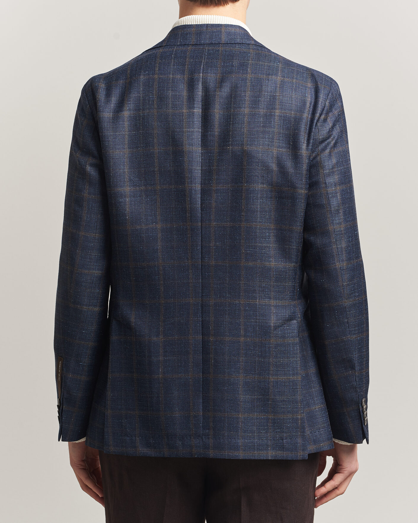 Men | Blazers | Oscar Jacobson | Ferry Patch Loro Piana Summertime Checked Blazer Navy