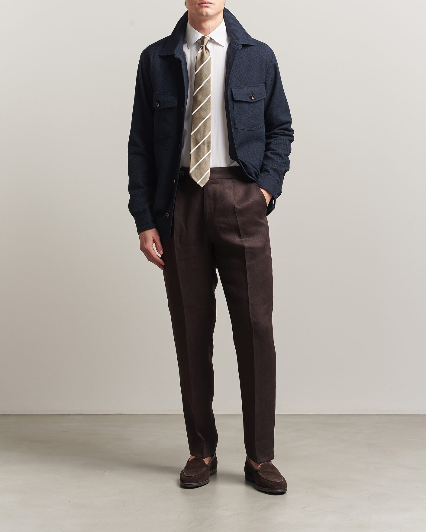 Men | Shirts | Oscar Jacobson | Magnus Structure Cotton Overshirt Navy