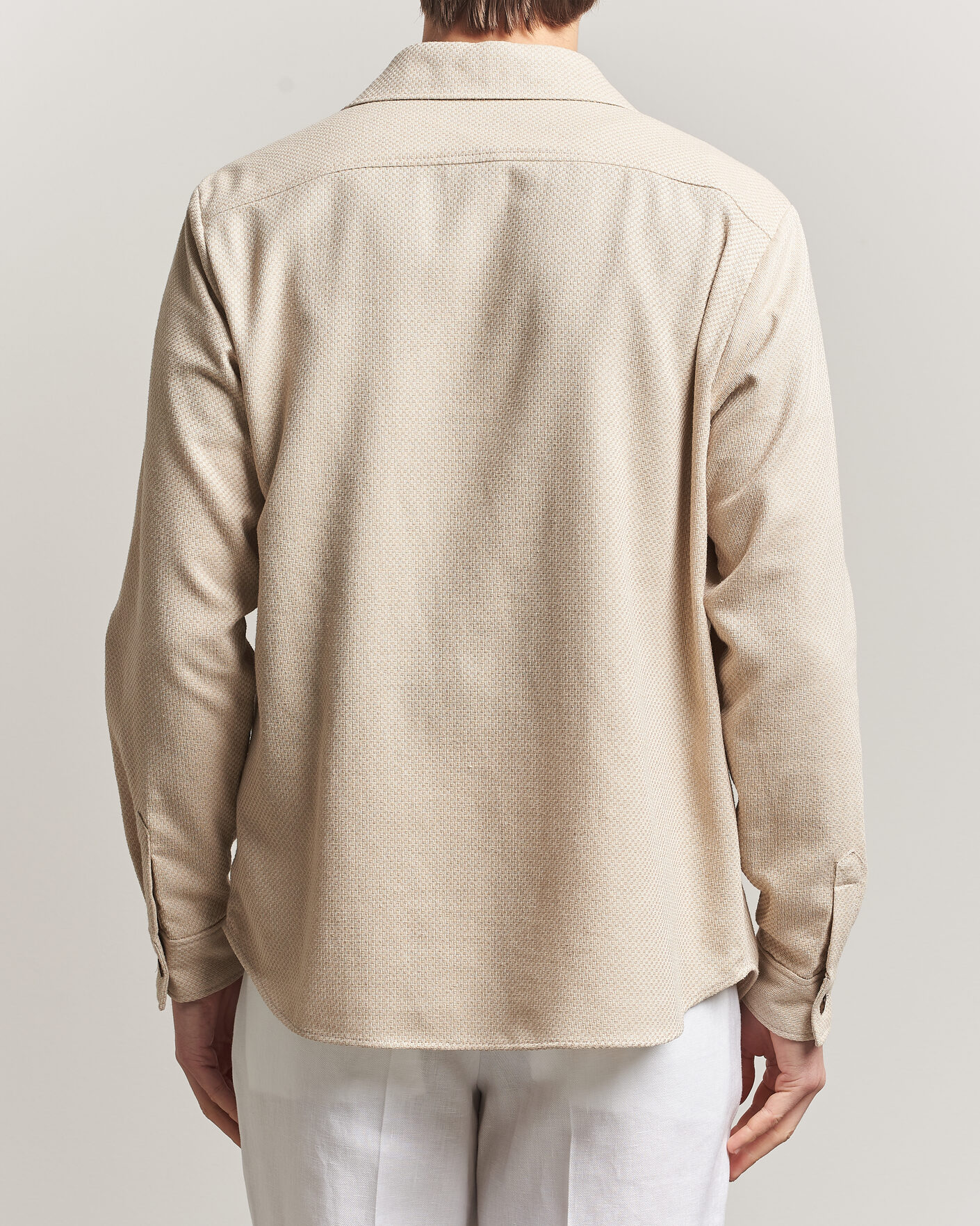 Men | Shirts | Oscar Jacobson | Magnus Structure Cotton Overshirt Beige