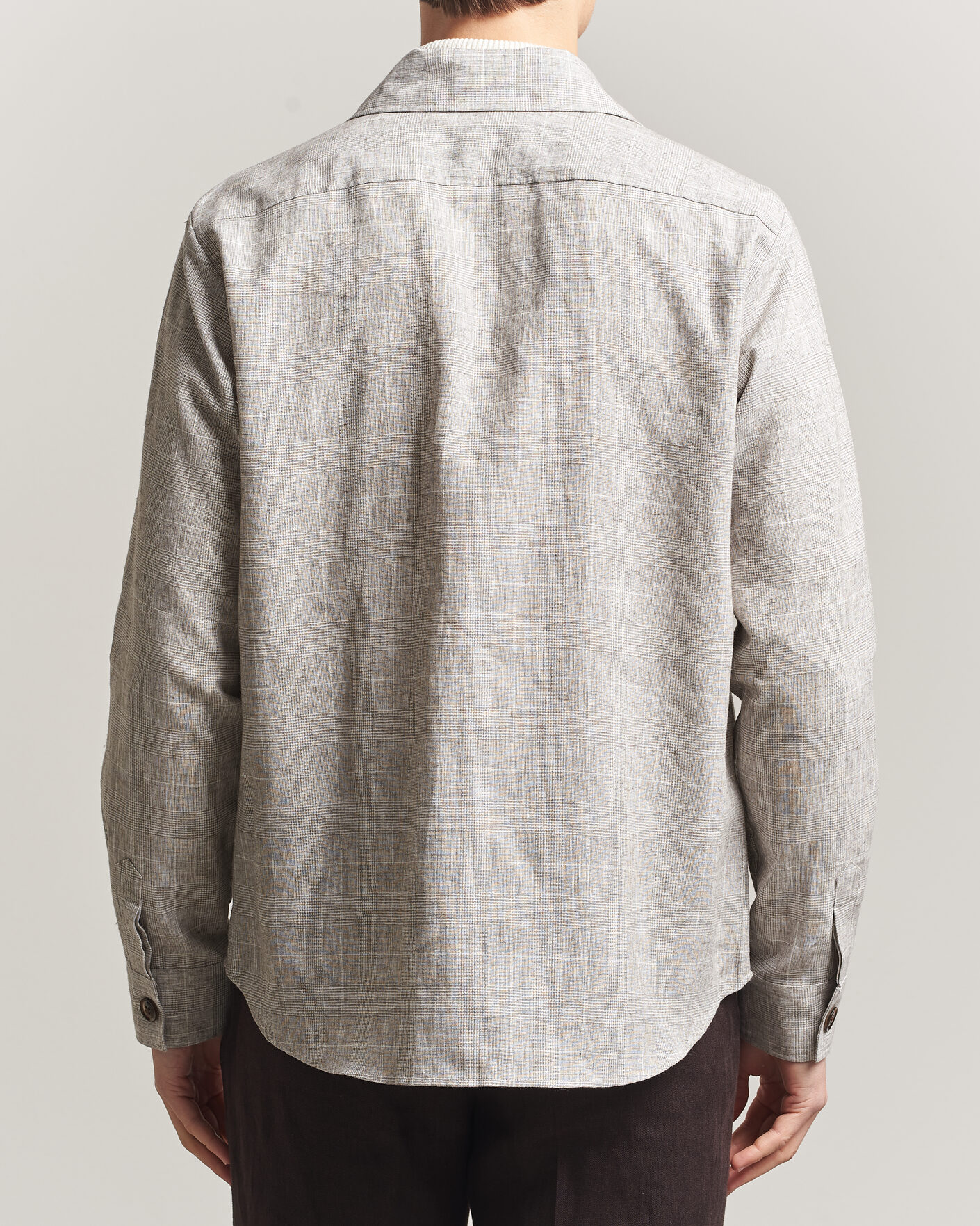 Men | Shirts | Oscar Jacobson | Magnus Checked Linen Overshirt Beige