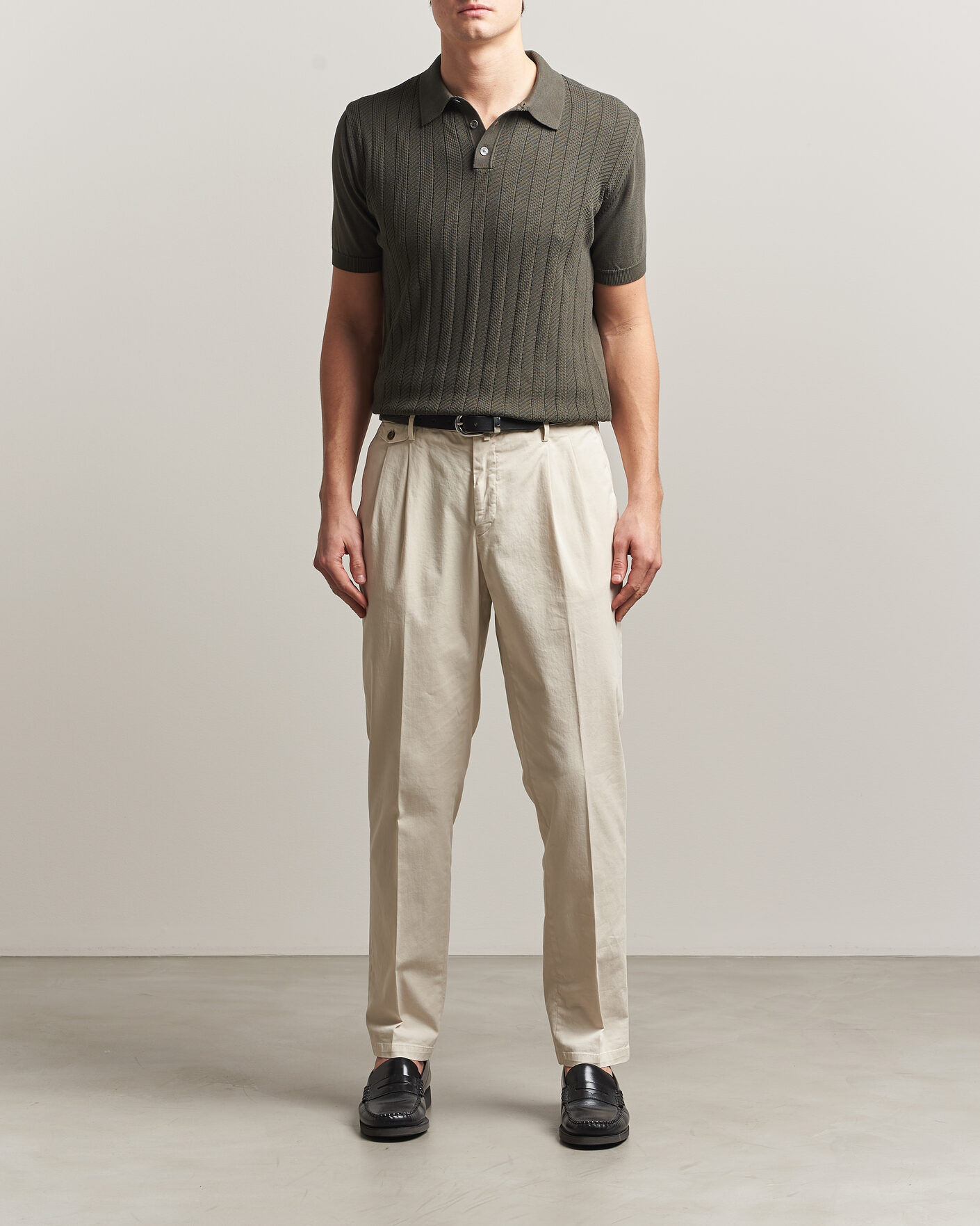 Men | Polo Shirts | Oscar Jacobson | Barto Structured Cotton Polo Green