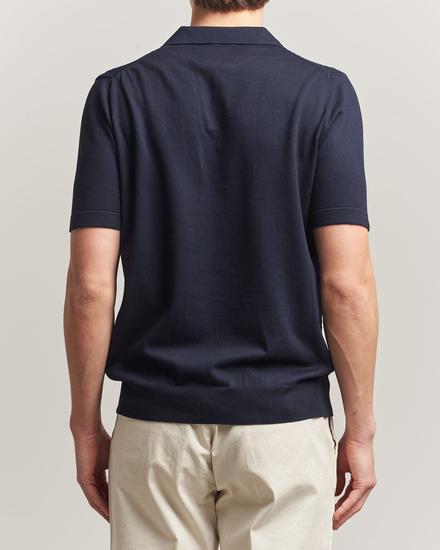 Men | Polo Shirts | Oscar Jacobson | Alf Structured Cotton Polo Navy