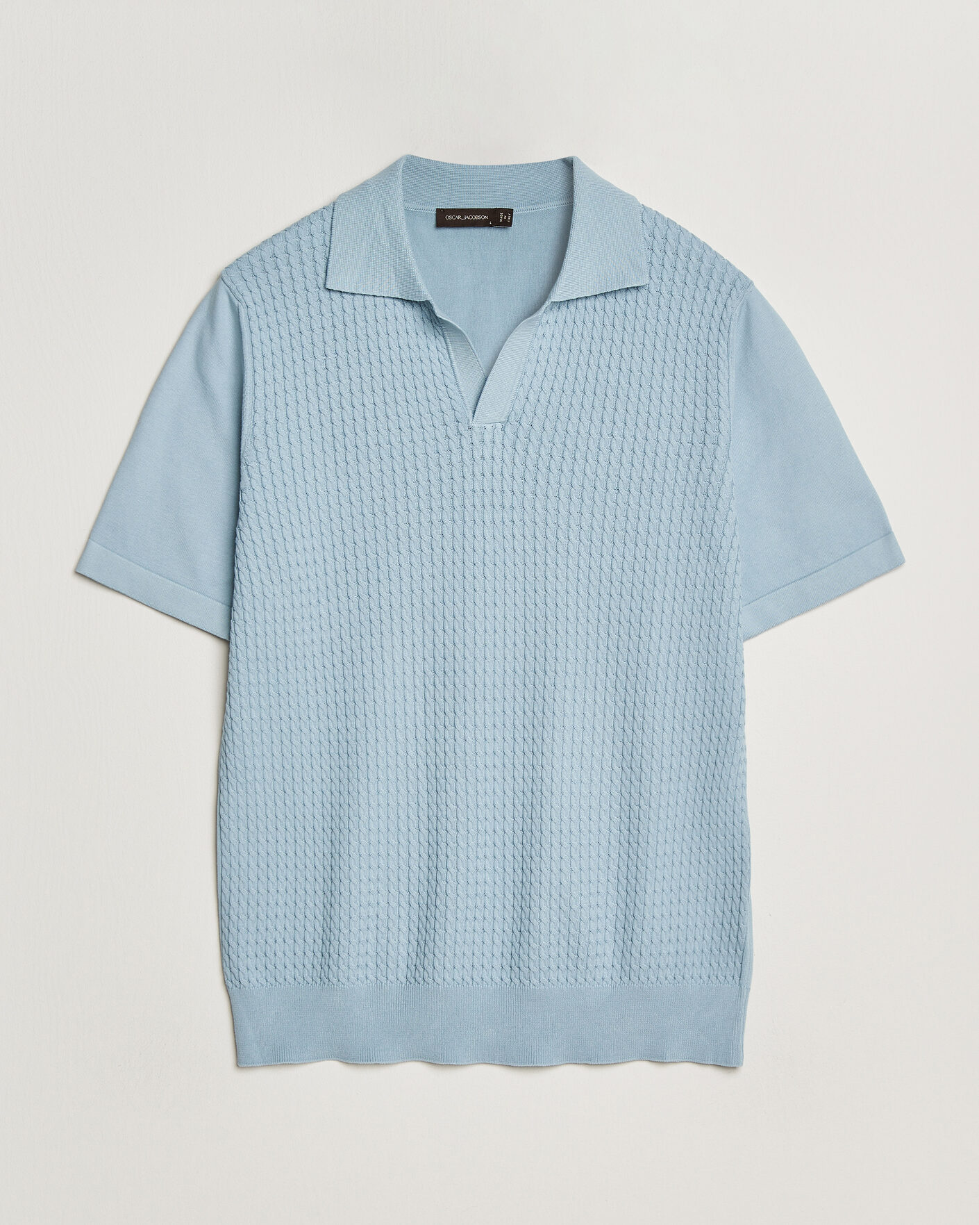 Men | Polo Shirts | Oscar Jacobson | Alf Structured Cotton Polo Light Blue