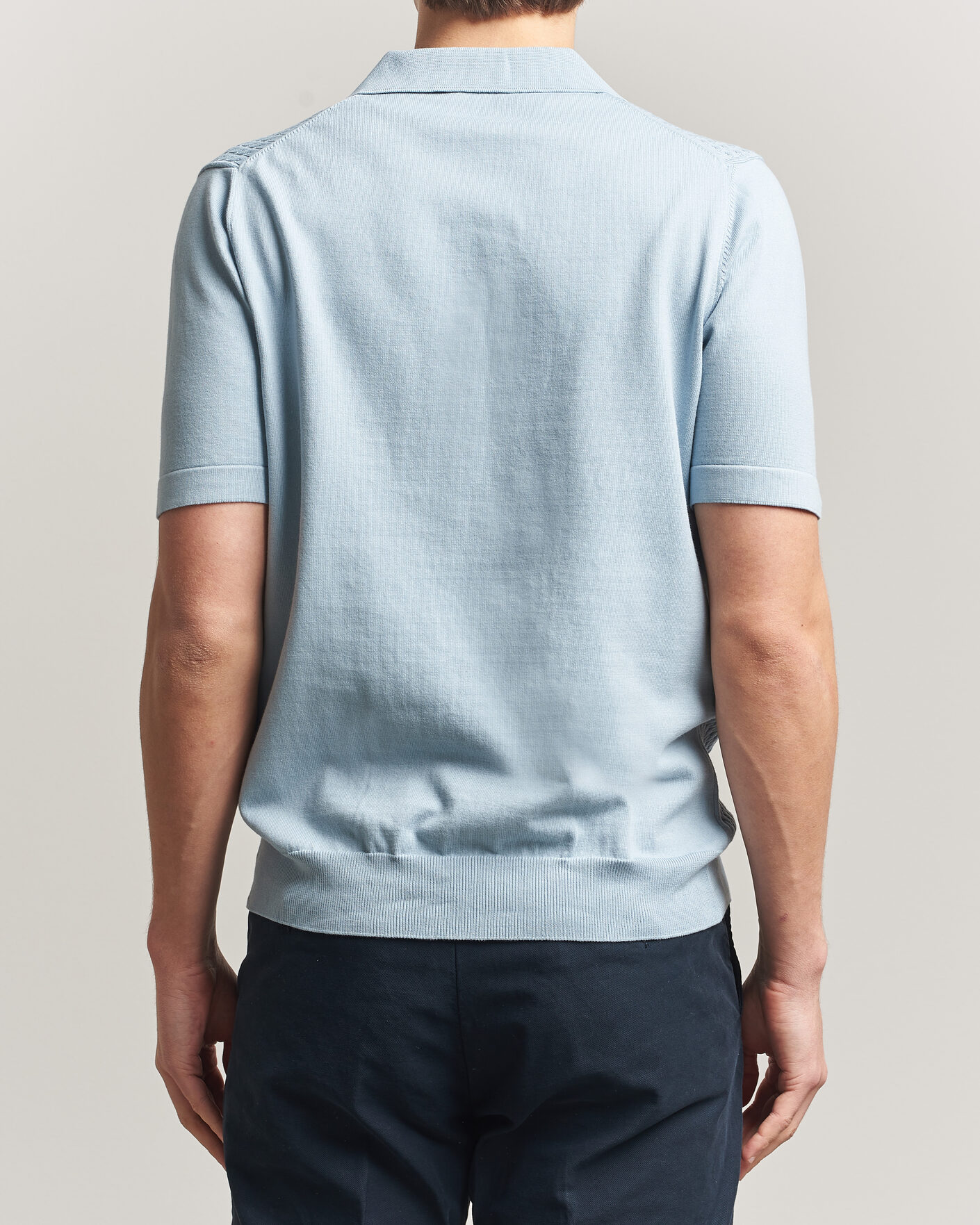 Men | Polo Shirts | Oscar Jacobson | Alf Structured Cotton Polo Light Blue