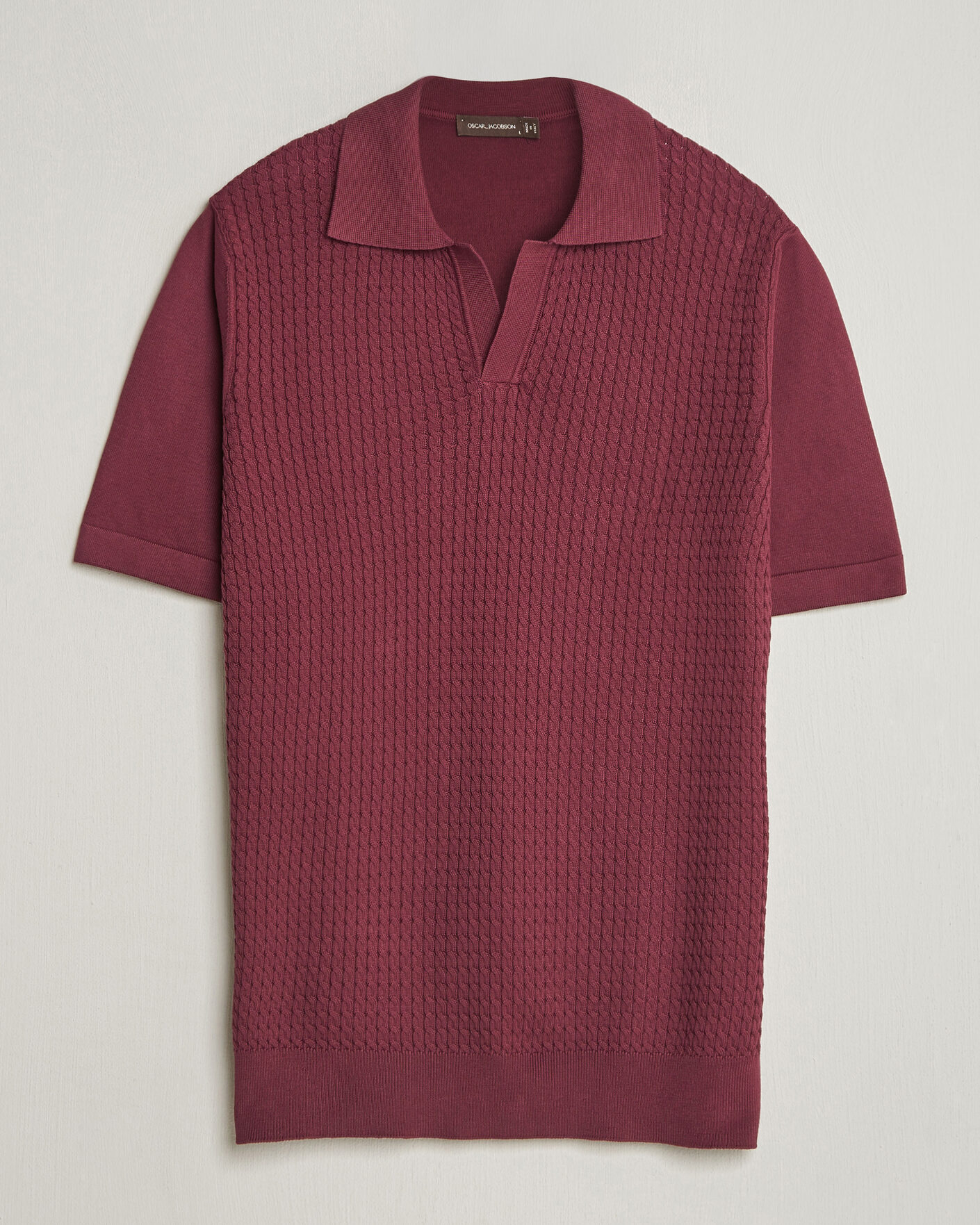 Men | Polo Shirts | Oscar Jacobson | Alf Structured Cotton Polo Wine Red