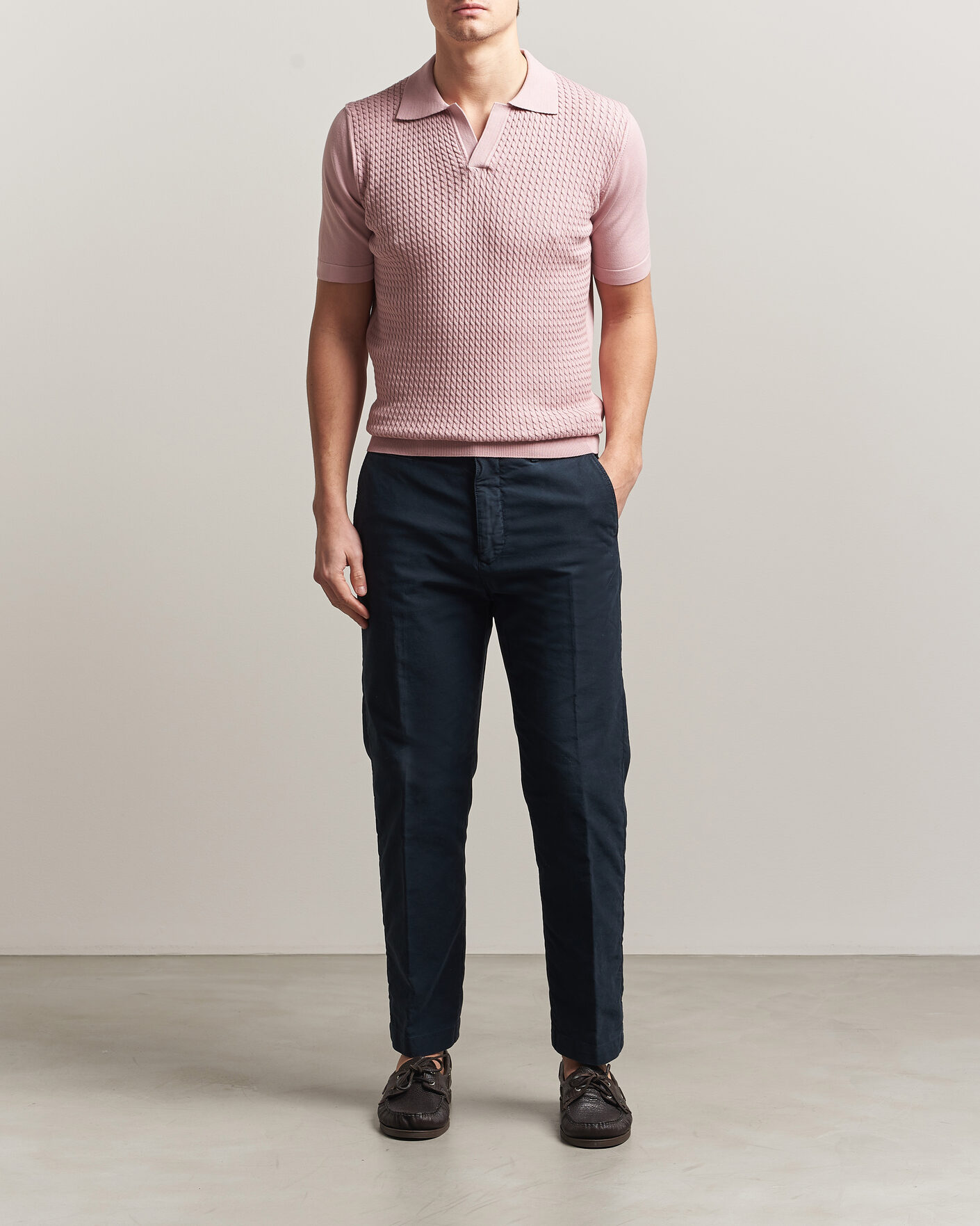 Men | Polo Shirts | Oscar Jacobson | Alf Structured Cotton Polo Pink