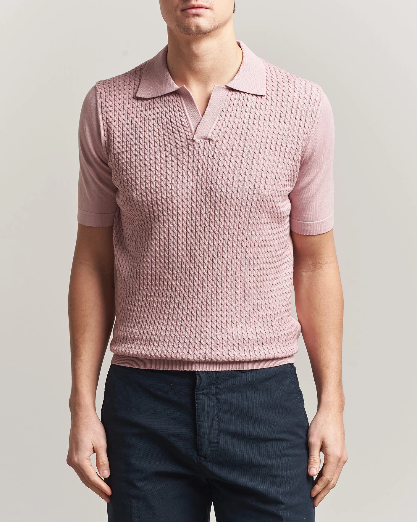 Men | Polo Shirts | Oscar Jacobson | Alf Structured Cotton Polo Pink