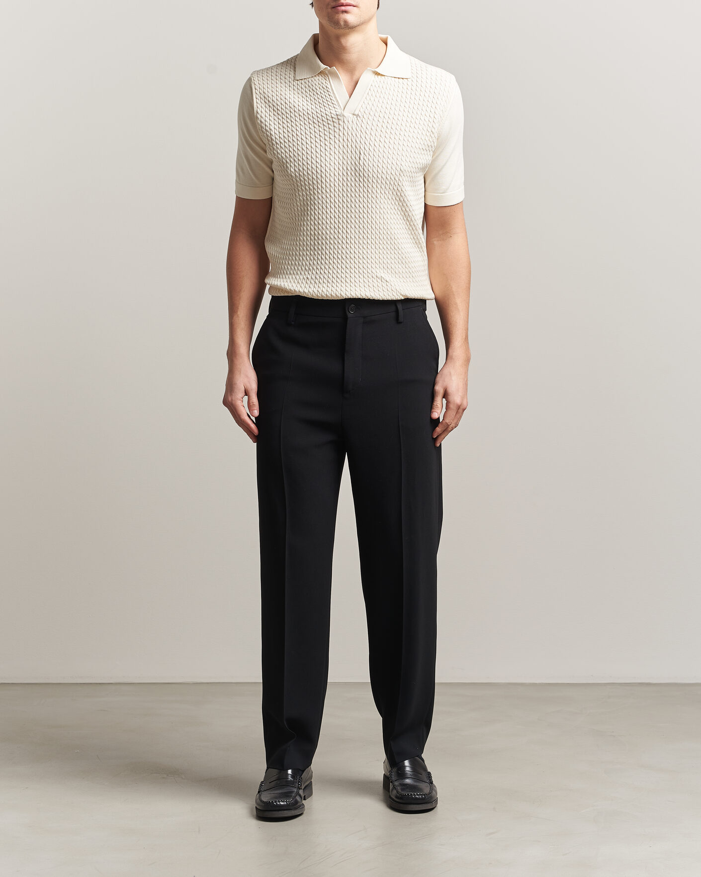 Men | Polo Shirts | Oscar Jacobson | Alf Structured Cotton Polo Off White