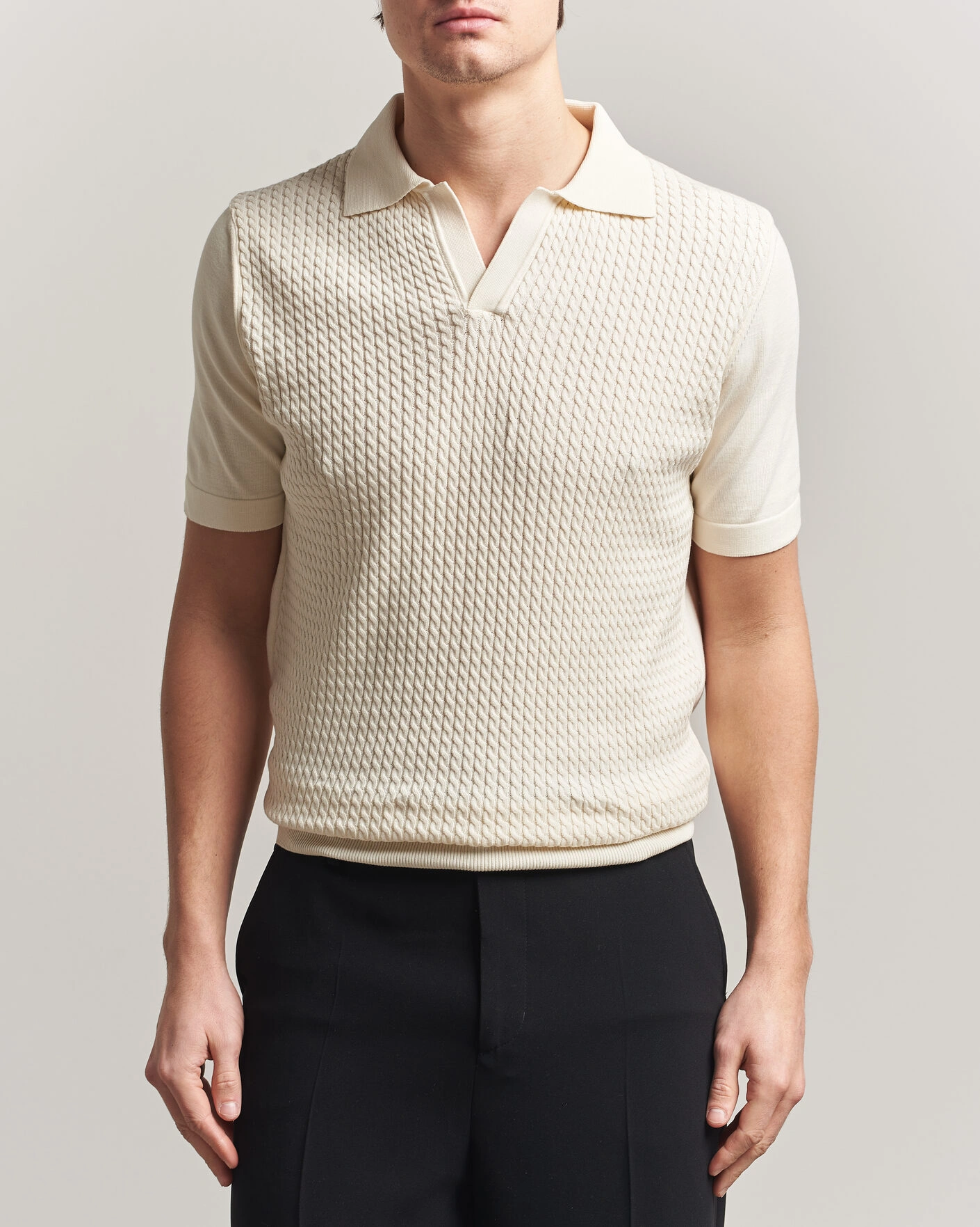 Men | Polo Shirts | Oscar Jacobson | Alf Structured Cotton Polo Off White